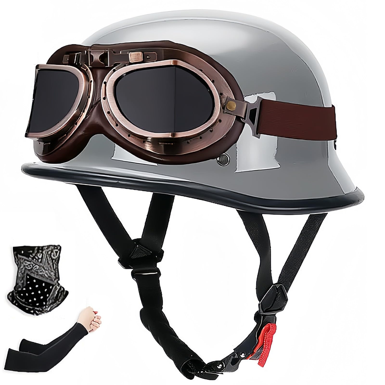 Vintage niemiecki kask motocyklowy, kask pół-kask, kask motocyklowy retro, kask na skuter, kask rowerowy, kask chopperowy, kask motorowerowy dla kobiet i mężczyzn, kask półkaskowy ze znakiem ECE
