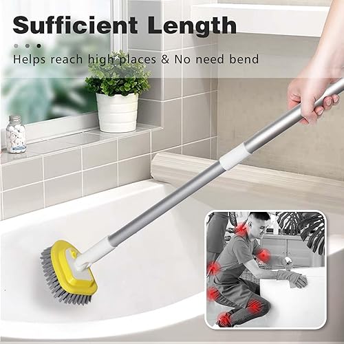 Miniatura 4 de Cepillo de ducha con mango largo, cepillo de limpieza 3 en 1 para bañera y azulejos, para limpiar baño, cocina, inodoro, pared, bañera, fregadero de