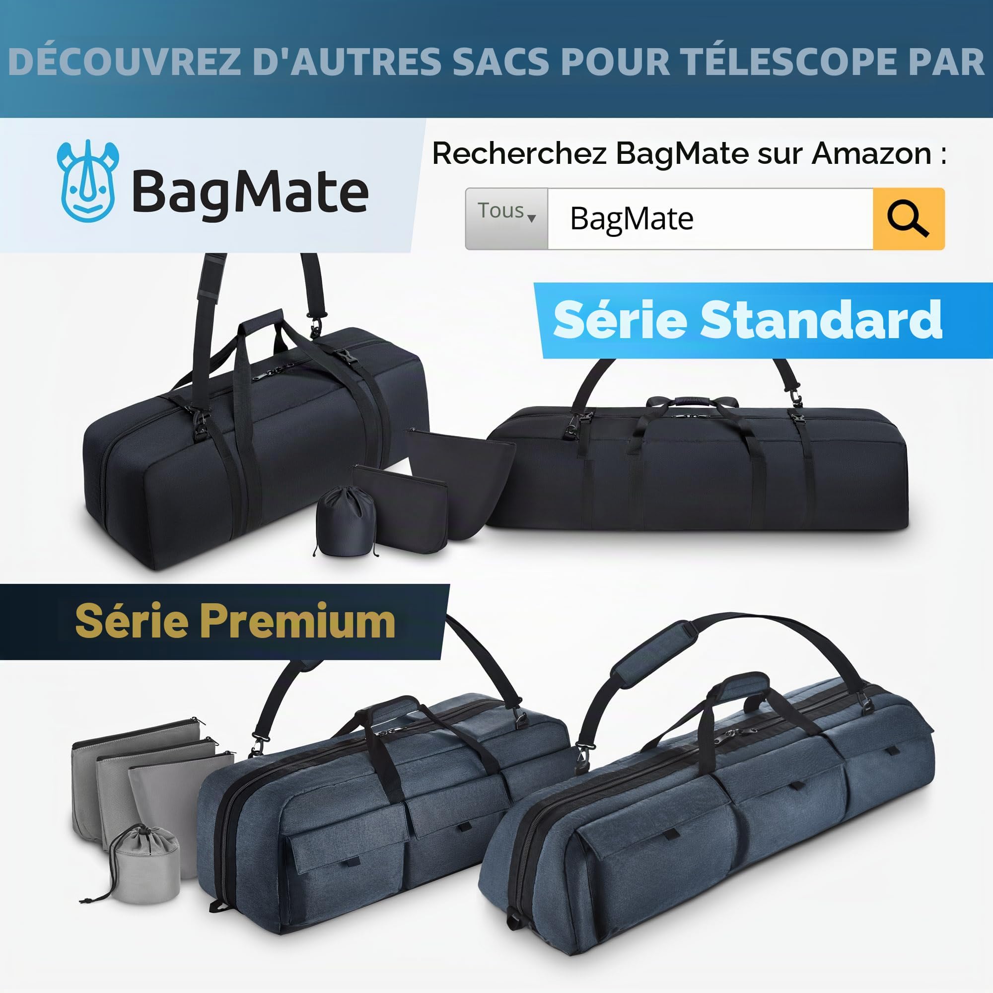 Sac de télescope Multifonctionnel - Absorbeur de Chocs - avec bandoulière réglable et Espace de Rangement supplémentaire (99 x 31 x 31 cm)