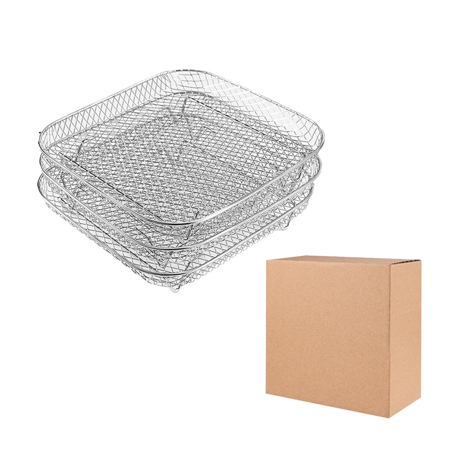 3 Rejillas para Freidora de Aire, Bandeja para Freidora de Aire, Rejilla para, Suministros de Cocina para El Hogar, Soporte para Patatas, cuadrado 21cm, tal como se describe