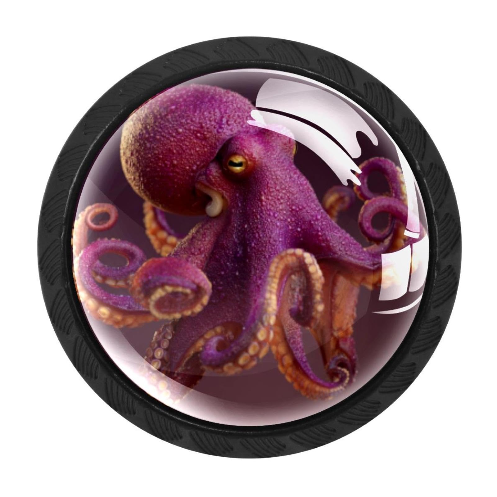 CHENZZZZ 4 Pieces Round Cabinet Knobs Octopus Funny (1) Dresser Knobs Pulls Handles with Screws for Drawer Pulls Handles Knobs Door Knobs