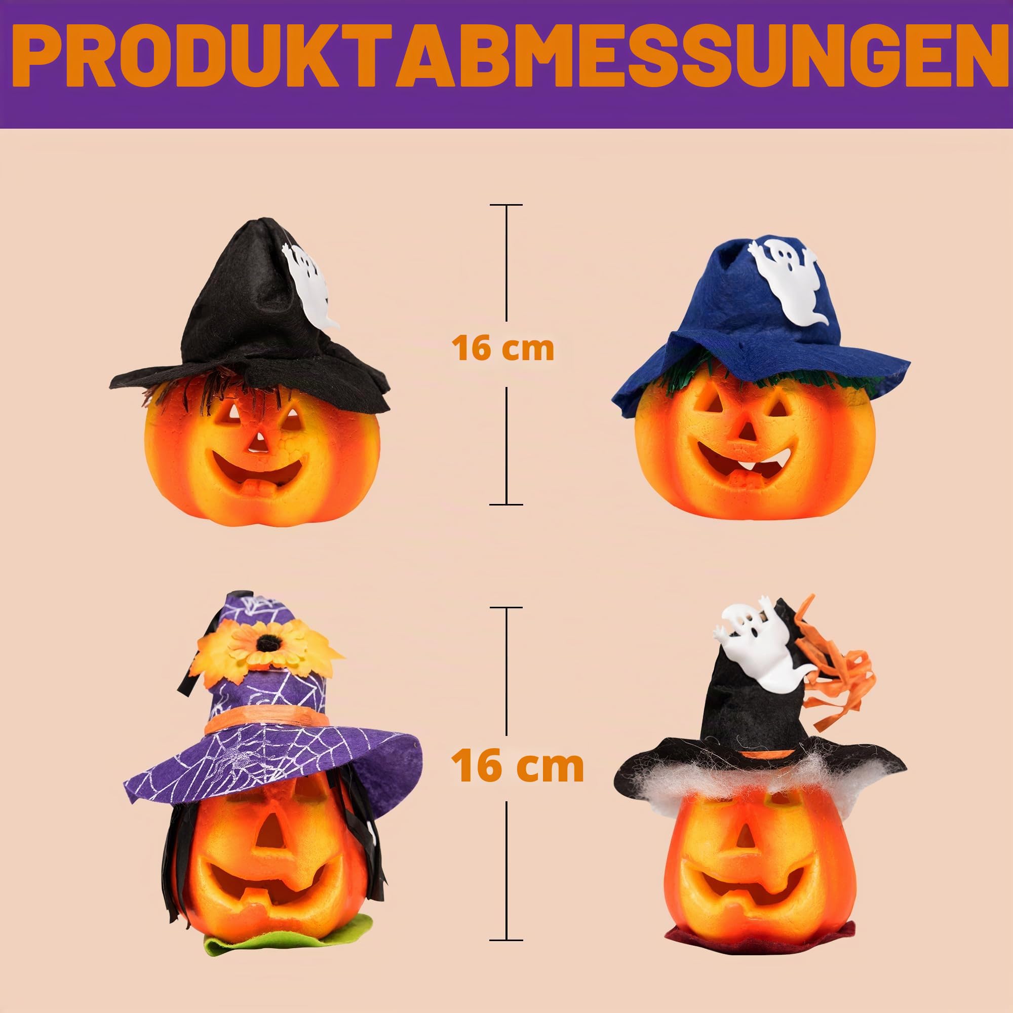 JOYIN 6 Stück leuchtende Halloween Kürbislaterne Deko Kürbis aus Schaumstoff Halloween Dekoration Requisiten
