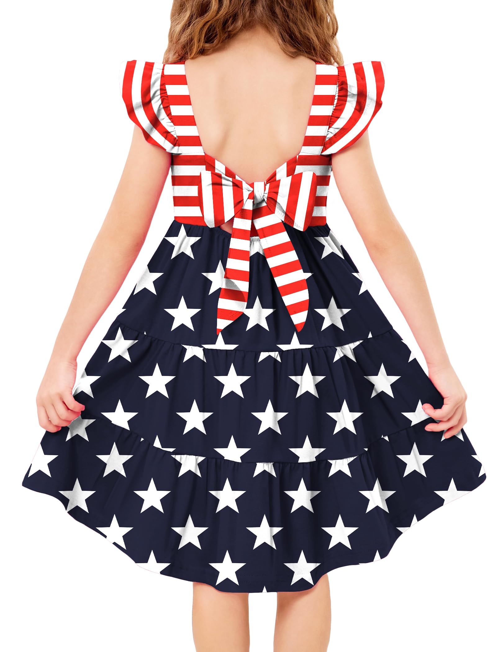 Arshiner Toddler Dress Little Girls Summer Cotton Backless High Low Hem Beach Casual Sundress with Pockets