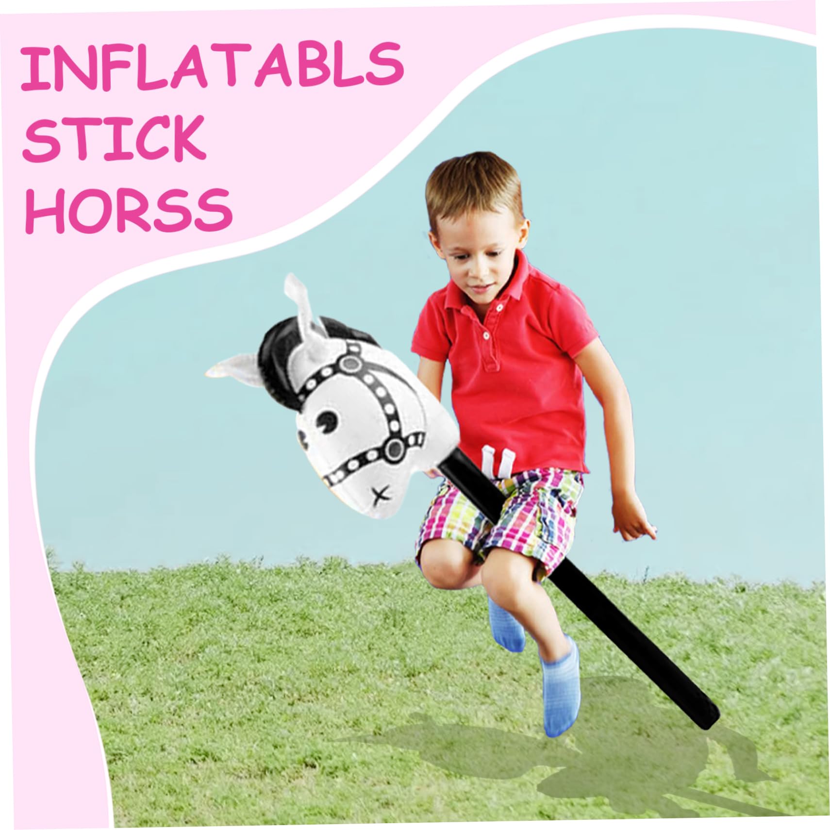 Bâton gonflable cheval 8 pièces, ballon en PVC souple coloré avec bord d'étanchéité pour fête