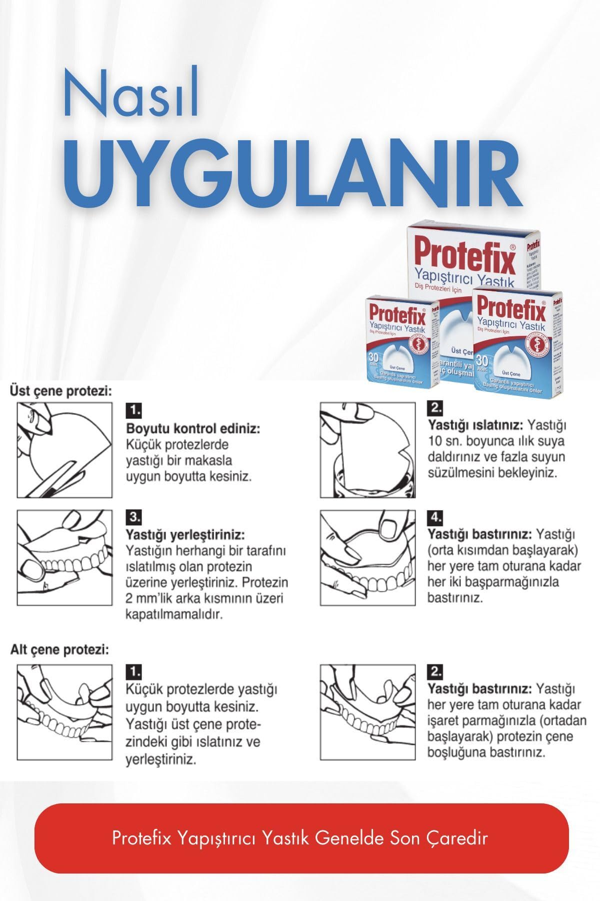 Protefix Diş Protezi için Yapıştırıcı Yastık - Üst Çene 30 Adet