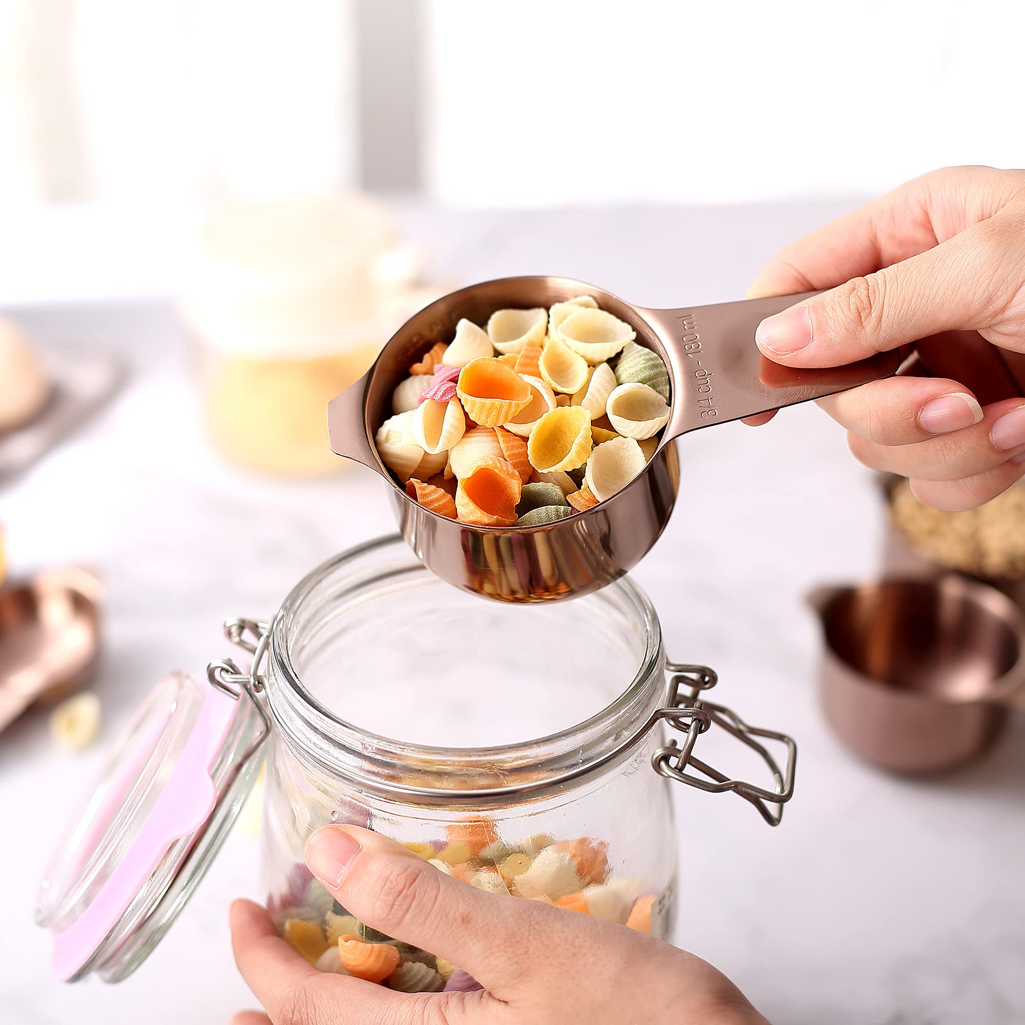 SPUVGVC Ensemble De Tasses Et Cuillères à Mesurer, 5 Tasses à Mesurer