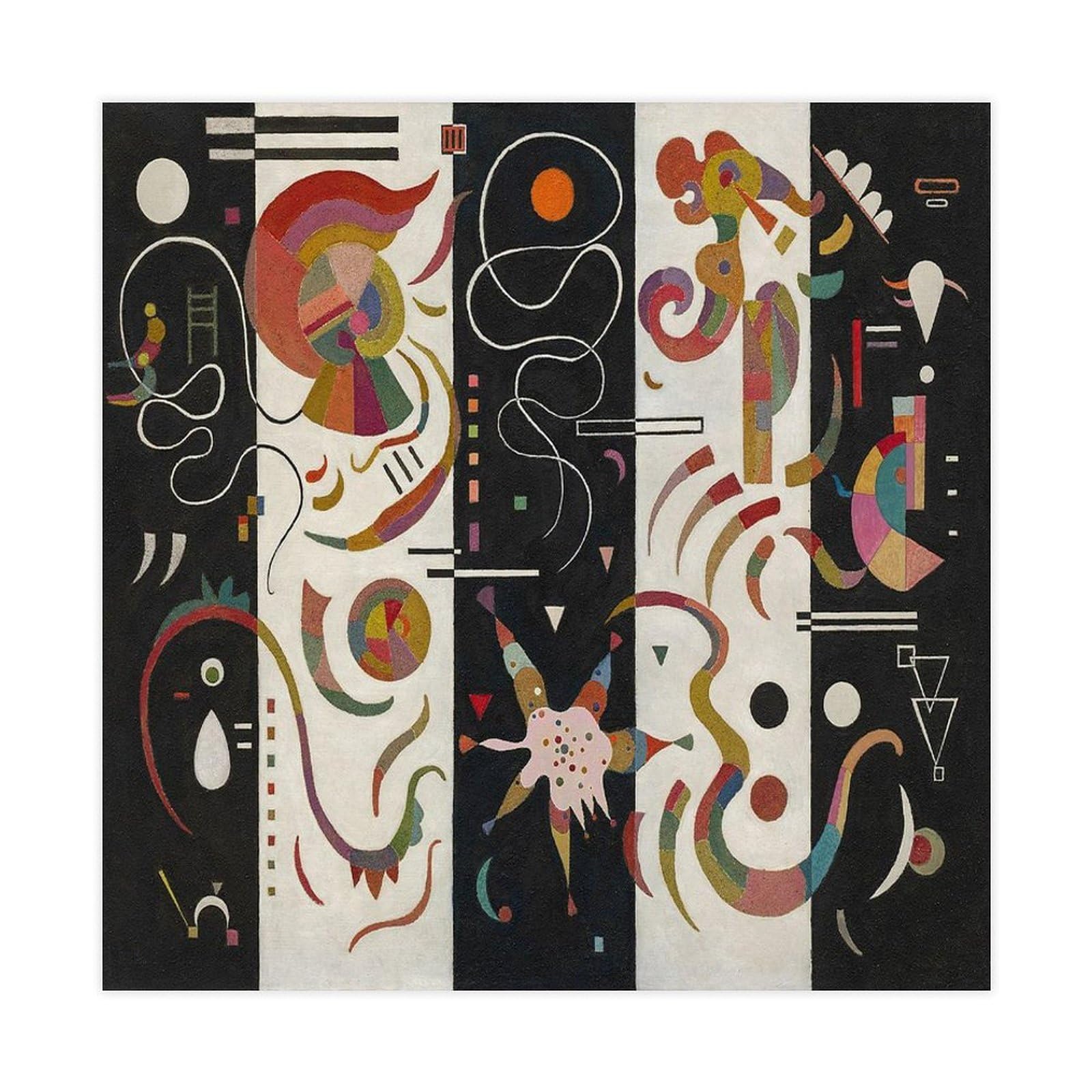 DFJyjFGJJ Striped by Wassily Kandinsky Wall Decoration Poster Family Bar Restaurant Garage Cafe Art Sign Gift 16" L X 16" W