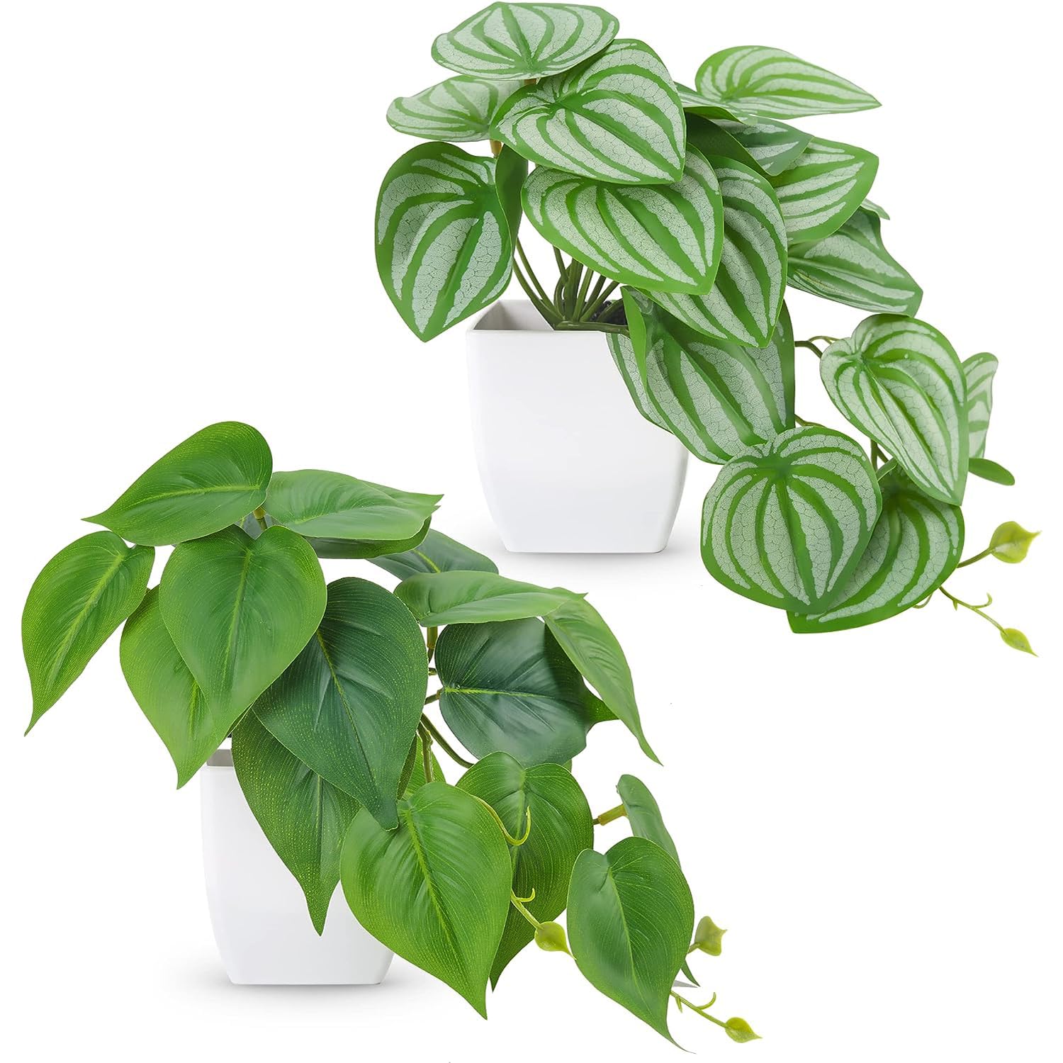 Fake Plants 2 Packs Artificial Plants Small Plants Artificial Decor for Home Bedroom Aesthetic Living Room Bathroom Farmhouse Decor Indoor