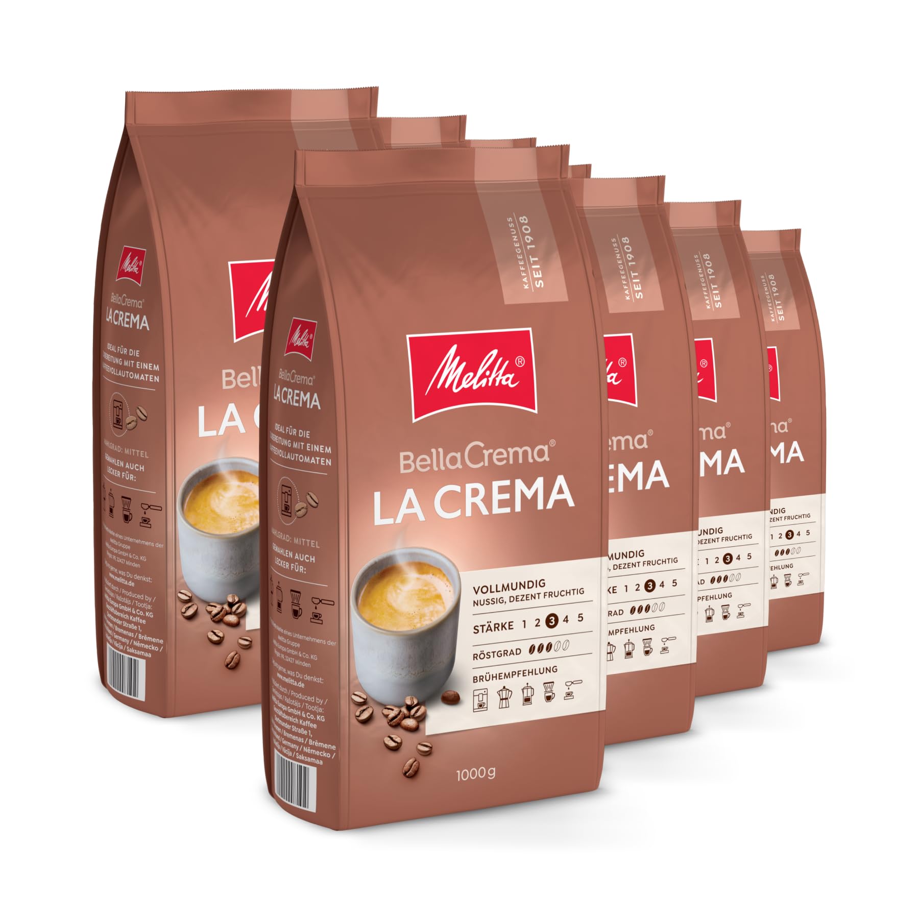 Melitta Bella Crema Cafe la granos (Pack de 8, 8 x 1 kg)