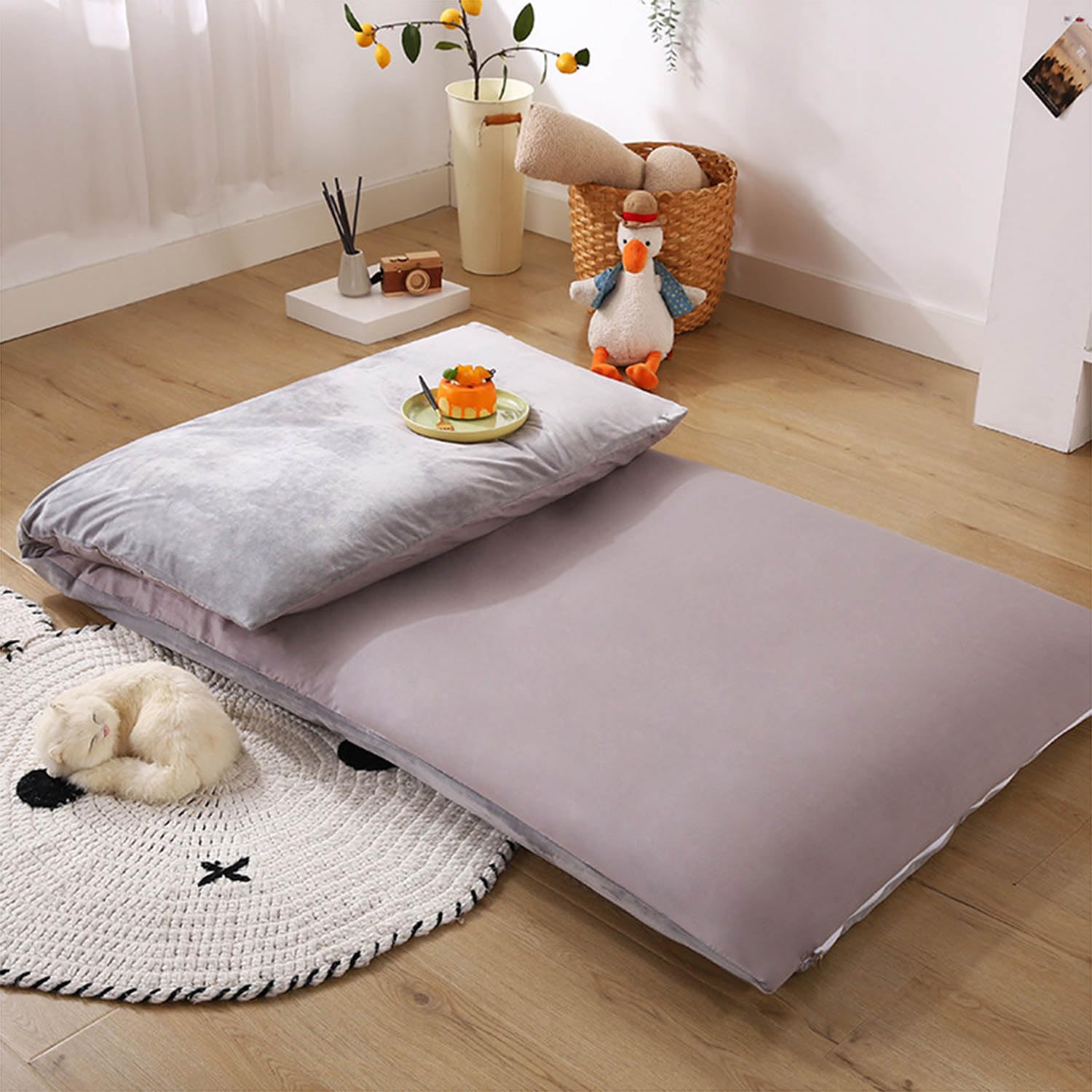 Coprimaterasso futon giapponese in 100% cotone, con cerniera, lavabile in lavatrice, tradizionale tatami, 180 x 200 cm