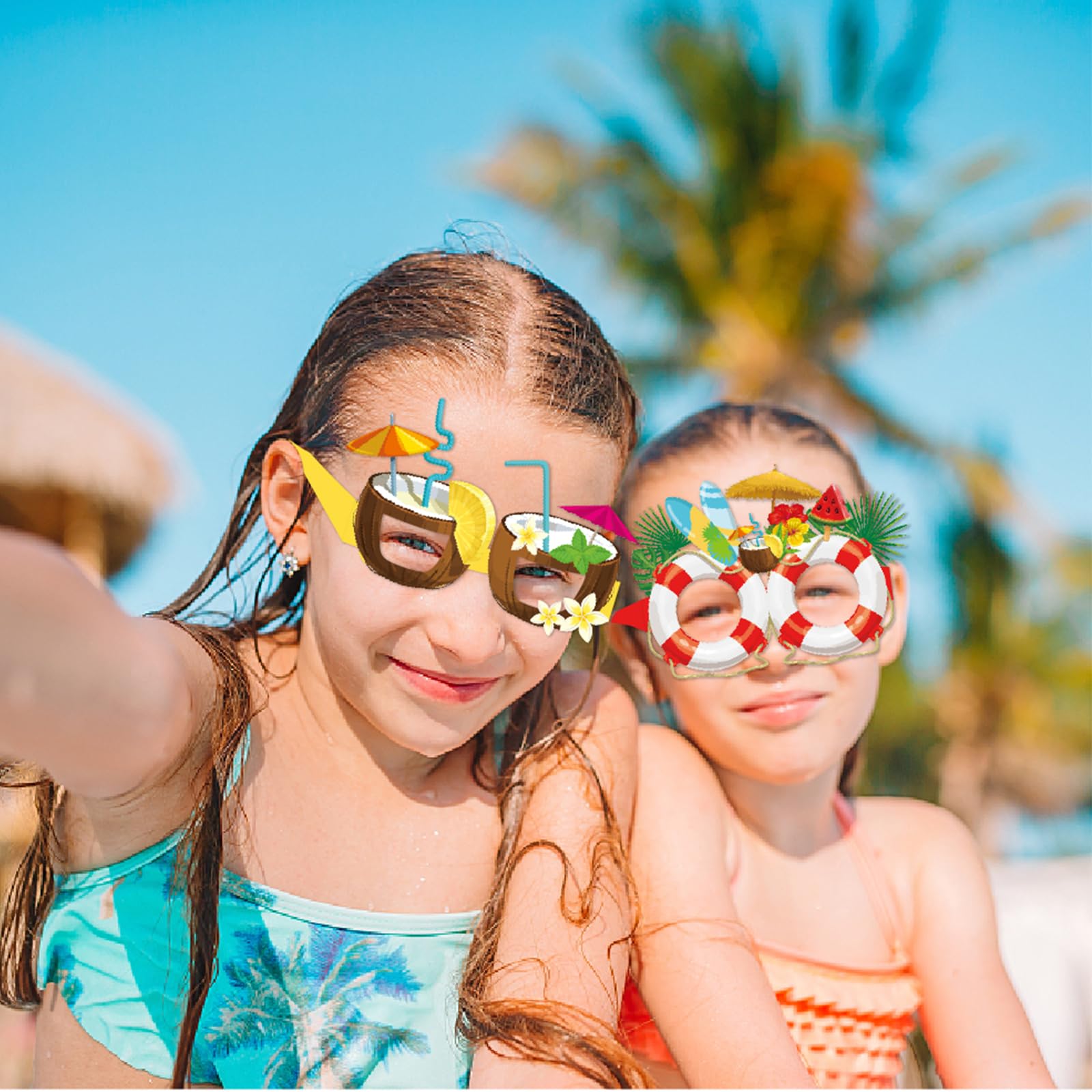 BSITSSS 16 PCS Hawaiian Party Accessories, Funny Hawaiian Accessories, 8 PCS Funky Glasses + 8 PCSHawaiian Garland - Image 4