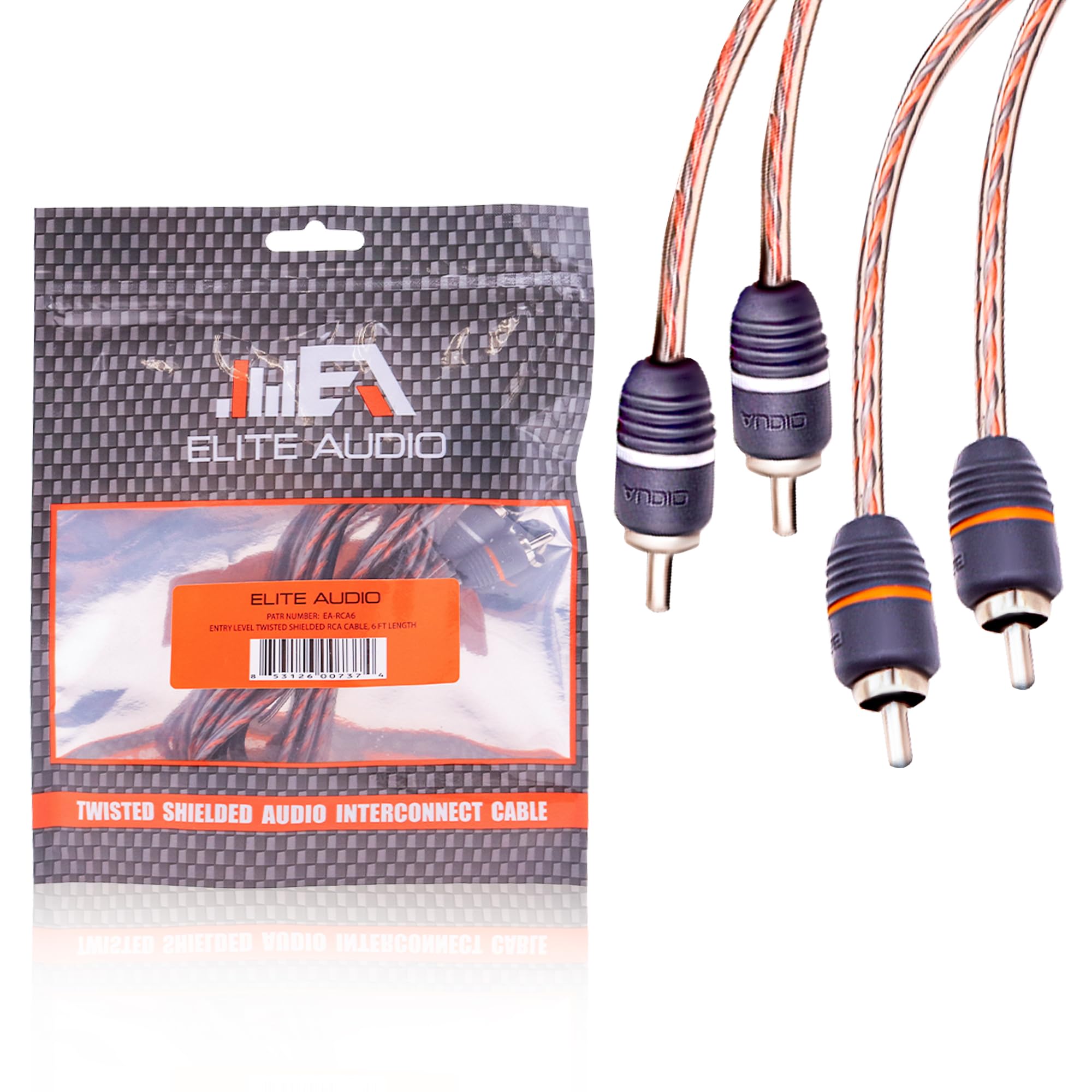 Elite Audio EA-RCA6 Standard 2-Ch RCA Cable - 6ft. Male to Male Twisted Wire Pair with Noise Reduction