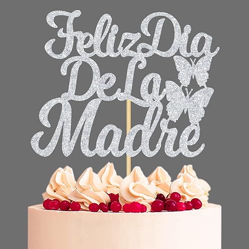 Miniatura 1 de Aeryourtar Feliz Día de la Madre - Decoración para tartas con texto en inglés "Best Mom Ever/Feliz Cumpleanos Mama" para celebrar el Día de la