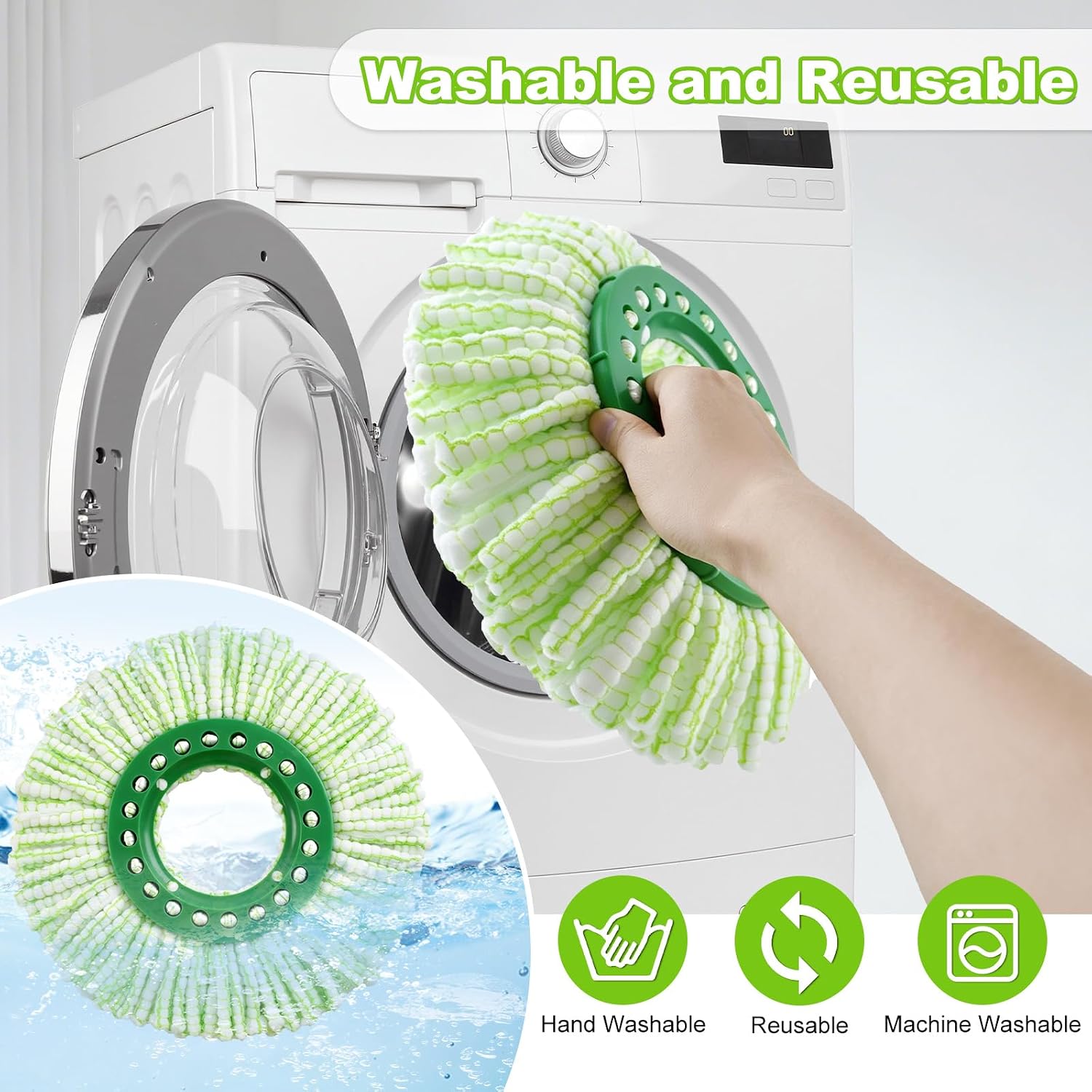 4 Pack Mop Replace Head Compatible with Libman Tornado Spin Mop System New Version Microfiber Mops Head for Tornado Machine Washable Mops Refills for Home Cleaning (Not for Old Version)
