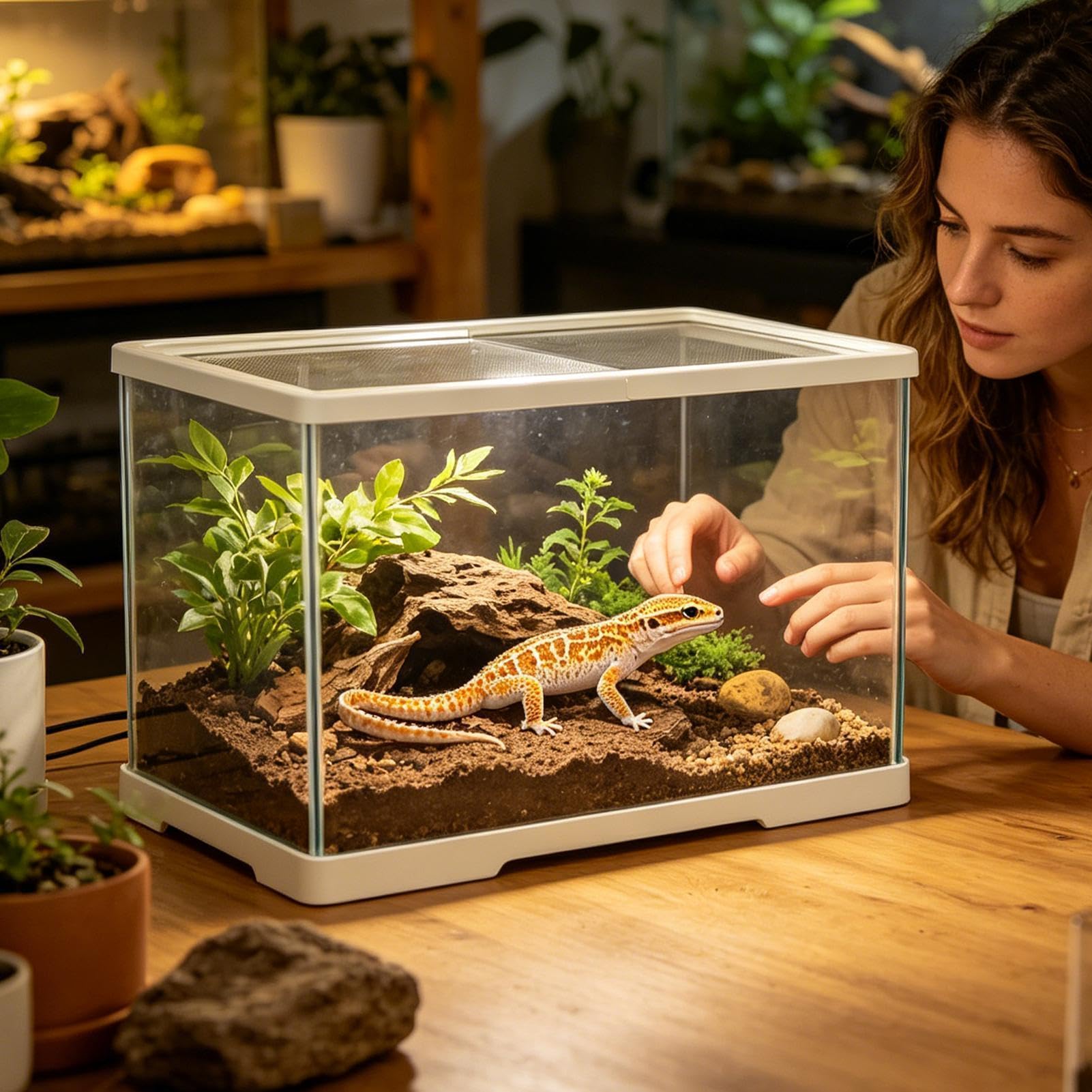 Terrario In Acrilico - Contenitore Lucertole Antifuga-Ventilato - Gabbia Da E Recinto Per Rettili - Adatto A Granchio Eremita, Iguana, Tartaruga, Drago Barbuto, Lumaca, Camaleonte