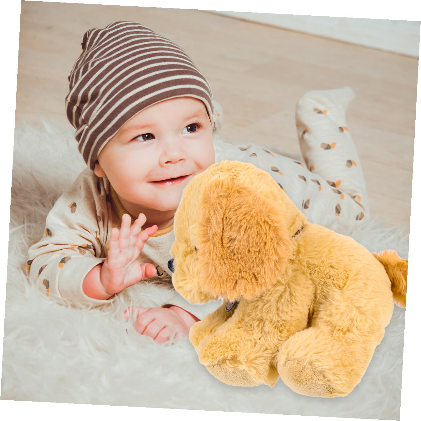 Muñeca de Cachorro de Peluche 1 Pieza de Algodón PP para Niños | Sentado, Forma de Perro Joven, Uso Decorativo, Ligero y Fácil de Guardar