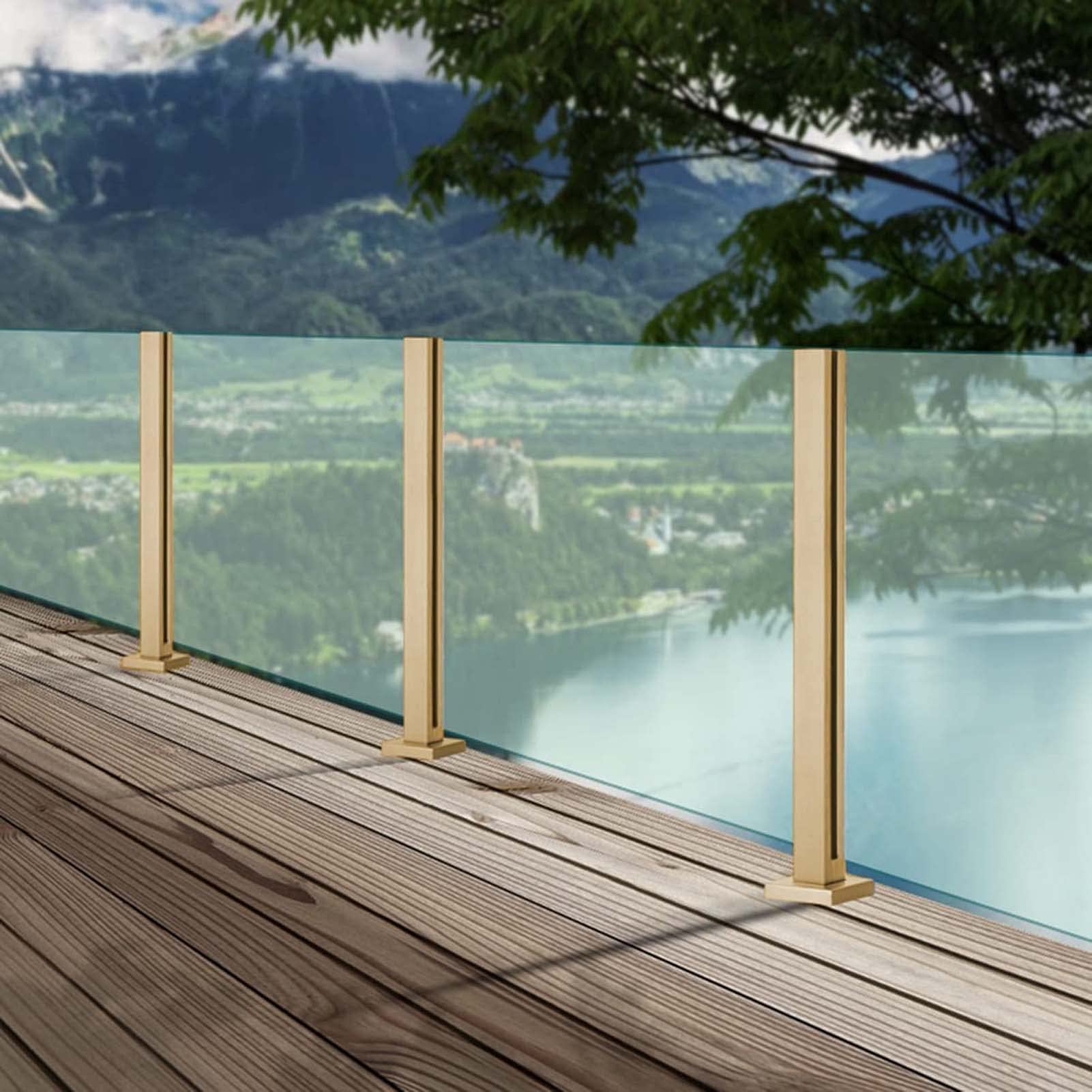 inless Stalowy system słupków balustradowych z kwadratowymi zaciskami do paneli tralek do 1012 mm, idealny na balkon i taras, nowoczesny design
