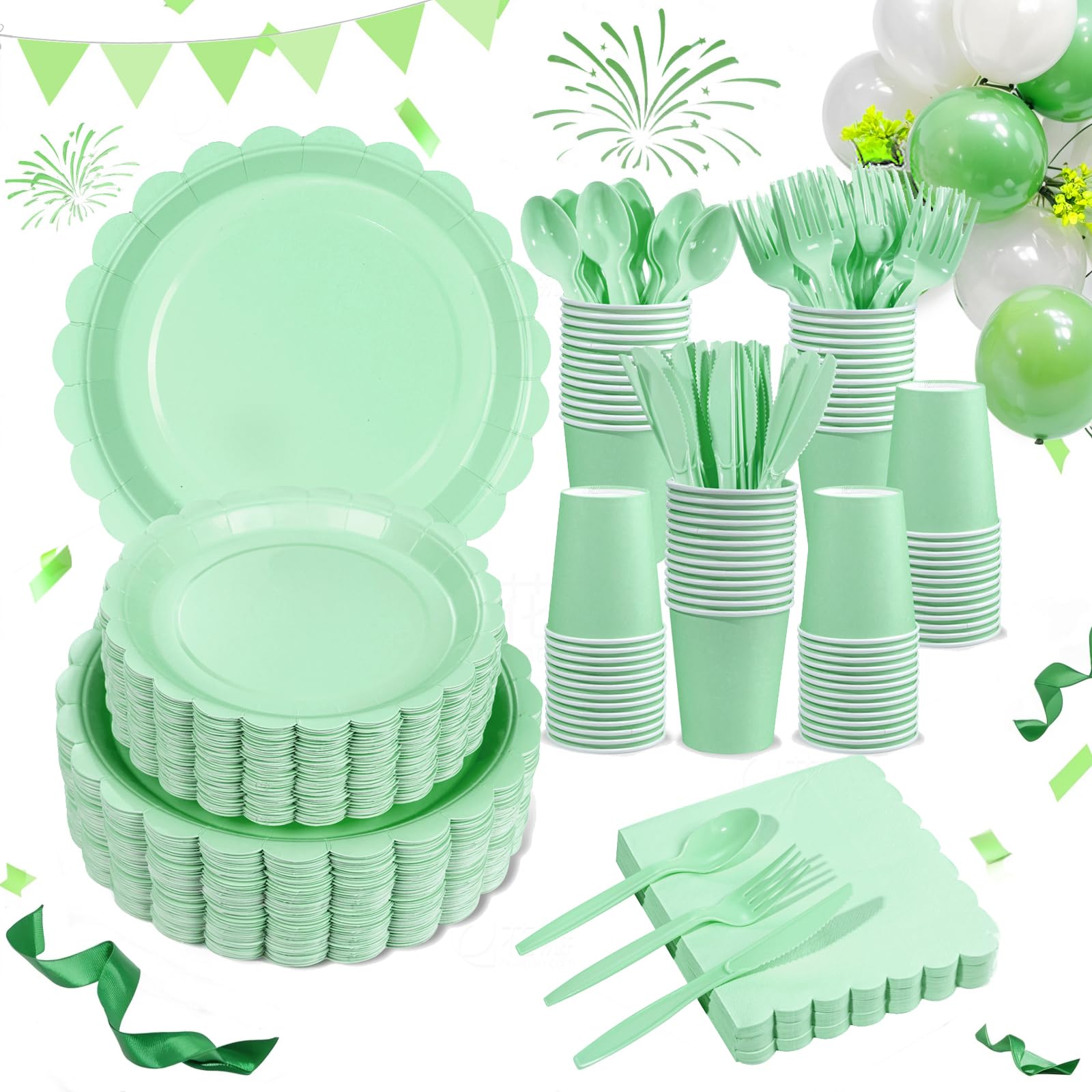 Ivory Paper Plates & Napkins - 50 Guest Party Set -11