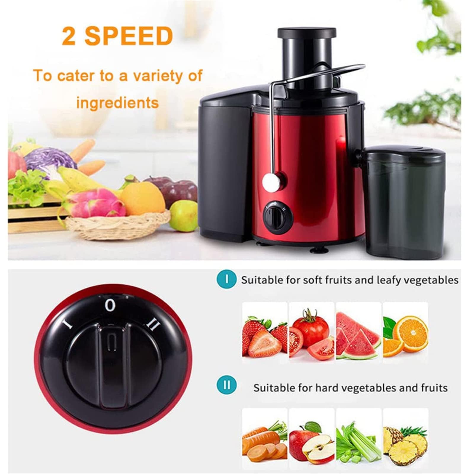 Estrattore di Succo Verticale a Freddo, estrattore di Succo a masticazione lenta, Macchina Professionale a Doppia velocità per Frutta e Verdura ad Alto Contenuto di nutrienti