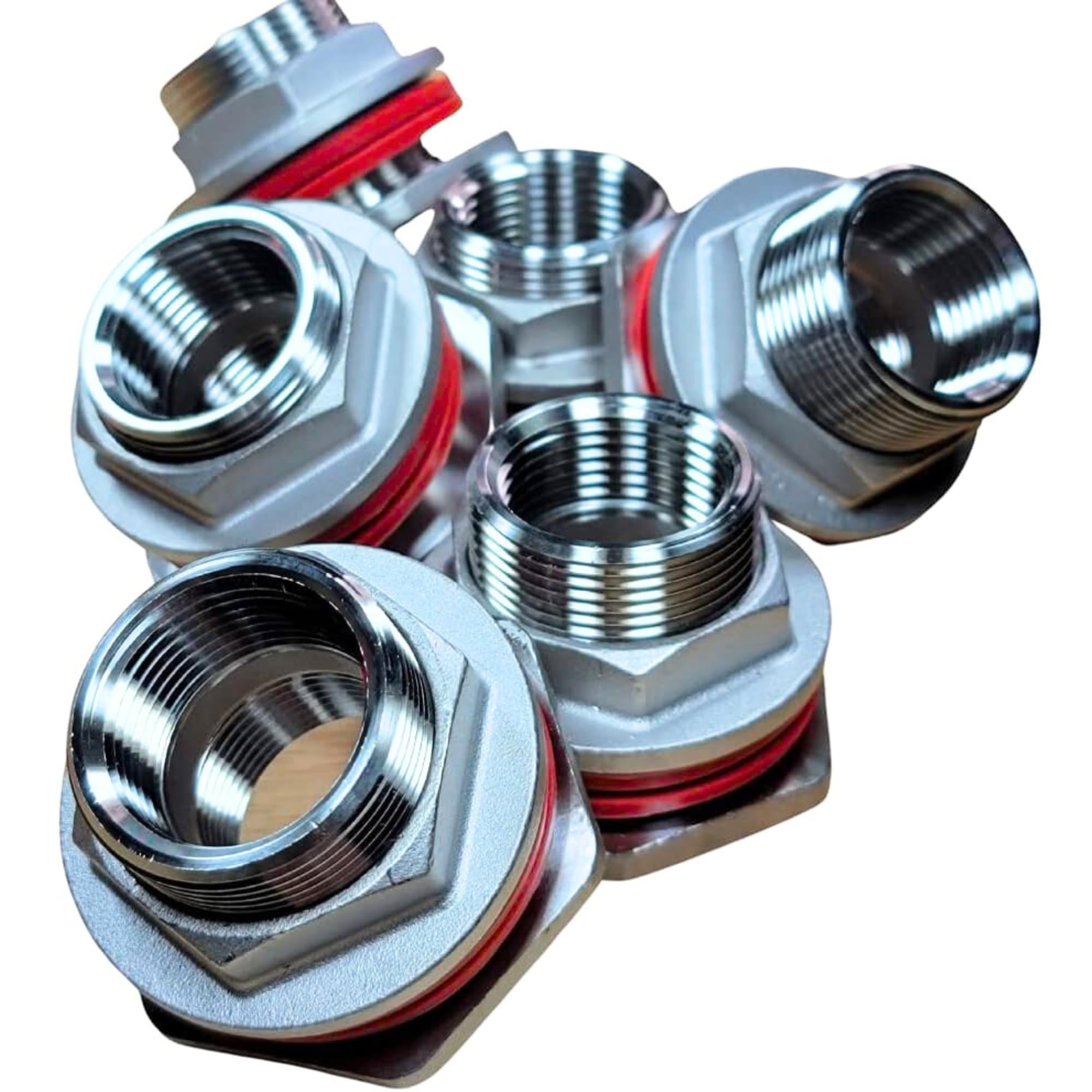 MiniBrew 1” NPT EZ Seal Weldless Bulkhead with Buna-N Gaskets for Homebrewing (Pack of 6)