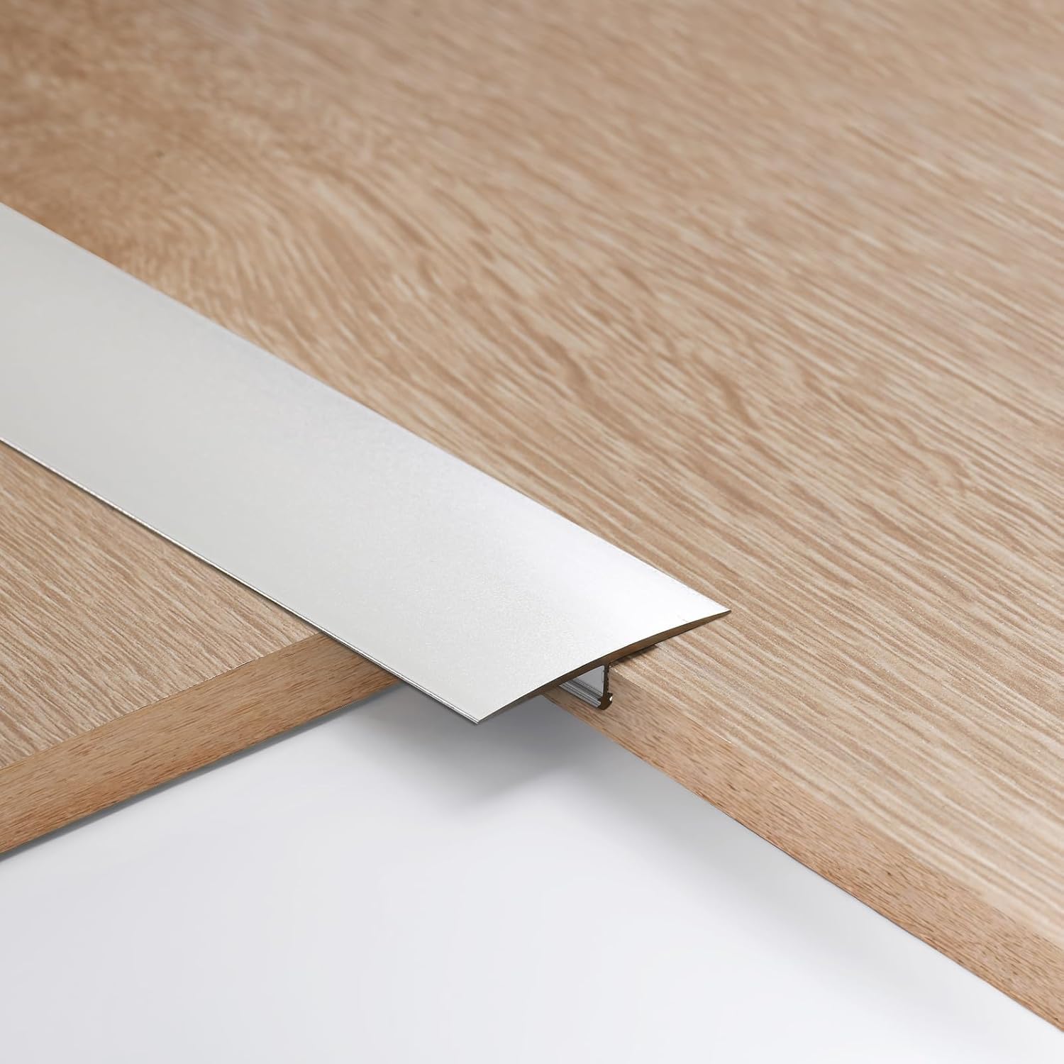 4pcs 2cm Aluminum T Molding Floor Transition Strip Metal Flat Divider Strip for Joining Floor Gaps Laminate Profile Flooring Edge Trim Cover Strips,0.9m Silver