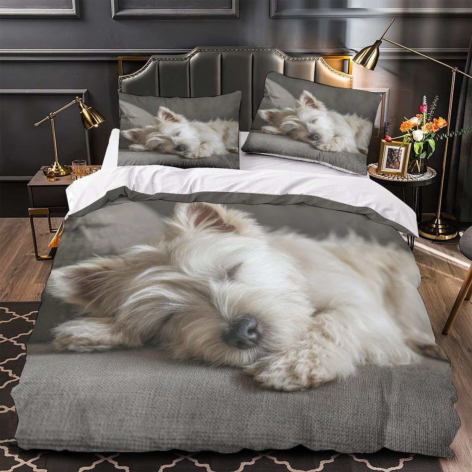 Compagnon animal de compagnie housse de couette chiot endormi 3D pour des nuits rassurantes