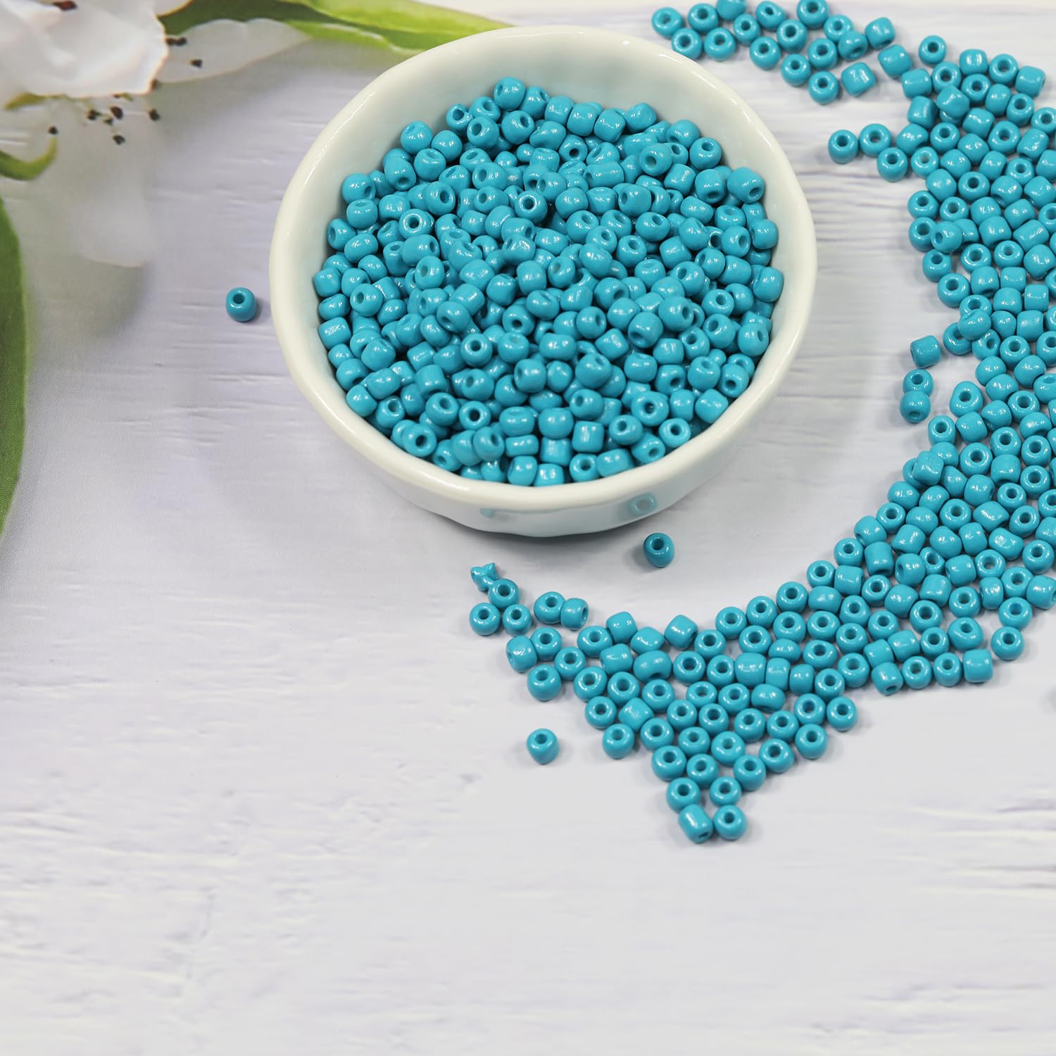 Tibaoffy Lake Blue Beads Size 6/0 Crafts Glass Seed Beads 4mm for Jewelry Making (Total About 100g About 1200pcs) - Image 2