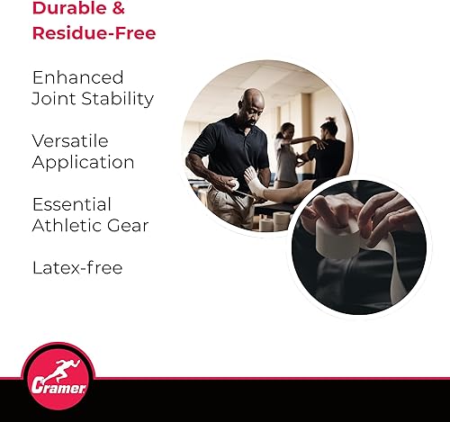 Miniatura 5 de Cramer 950 Cinta adhesiva premium, para atletismo, color blanco, para vendar tobillo, muñeca, y lesiones. Ayuda a proteger y prevenir lesiones.