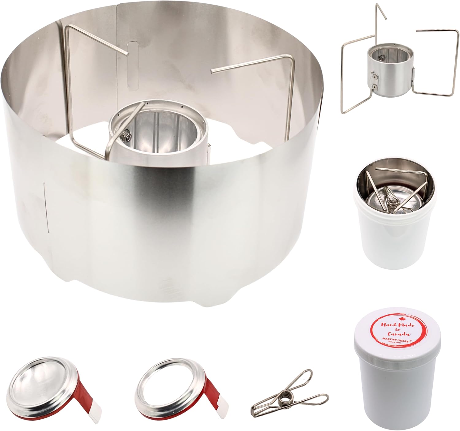 Mastiff Gears® VortexJet Ninja Ultralight Capillary Alcohol Stove – 80g Burner Kit with Windscreen & Pot Stand – Handcrafted in Canada – Fits 8–14cm Cookware – 45 Min Burn – Compact for Backpacking