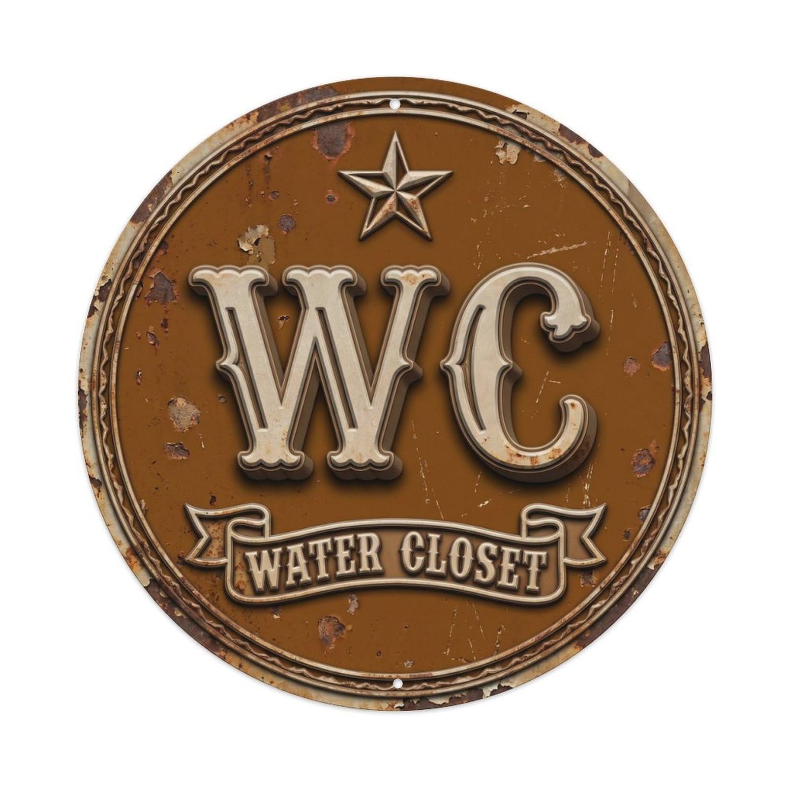 Toilet （WC） Saloon Ornament Metal Tin Sign Plaque Wall Decor for Cafe, Club Bar, Office, Home Garden Round Metal Poster 8x8Inch