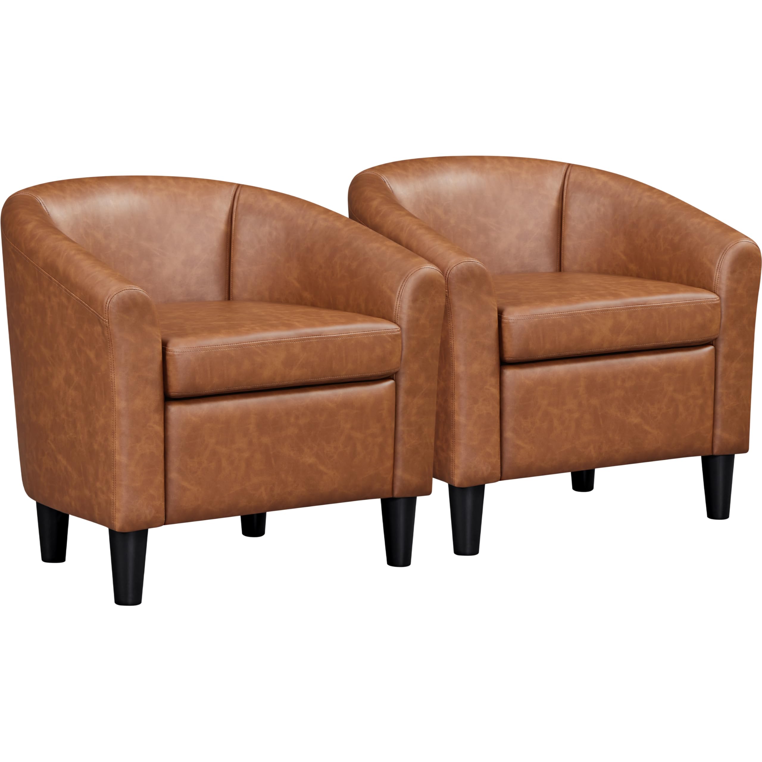 Topeakmart PU Leather Barrel Chair Set of 2