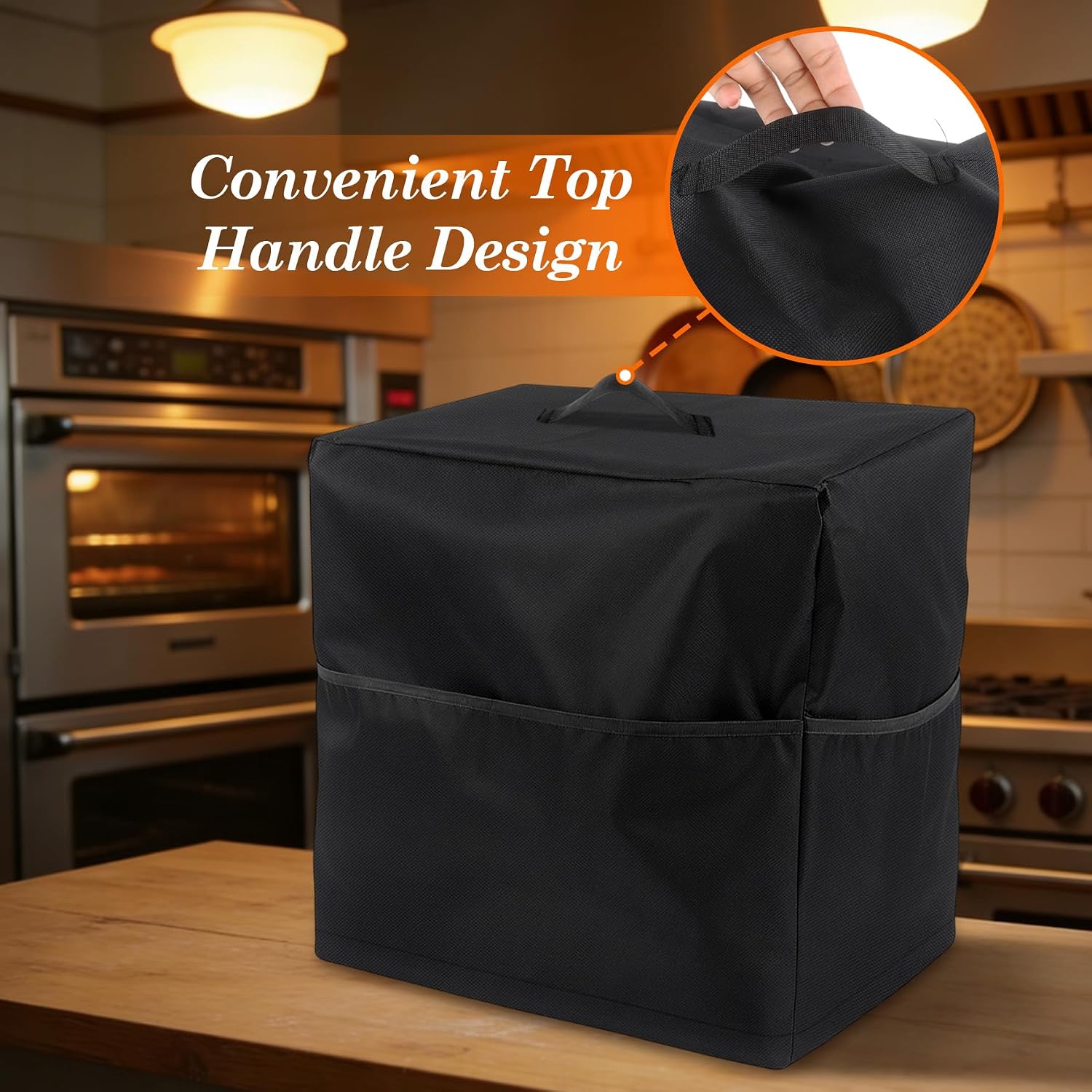 Klmnop Bread Maker Cover 17x11x15 Inches, Heavy Duty Oxford Cloth Dust Cover with Pocket for Bread Machine or Toaster Oven, Stain Resistant and Washable Protector Fits Most Kitchen Small Appliances