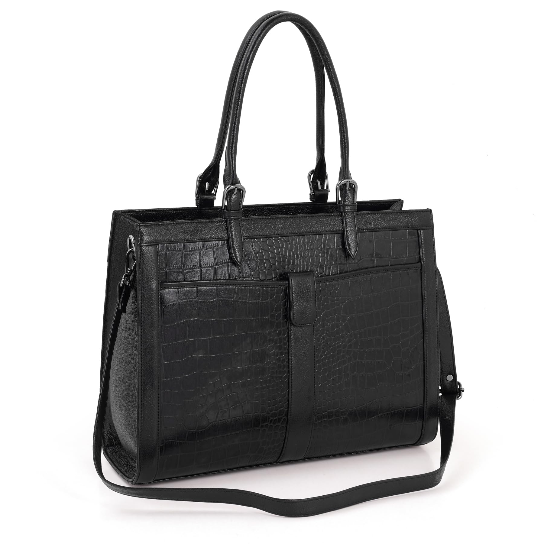 Top-Handle Genuine Pure Leather Laptop Tote Soulder Bag For Women 16 Inch Office Travel Use, 15.6 Inch Laptop Compartment, Shoulder Strap: Adjustable & Detachable-picture-30
