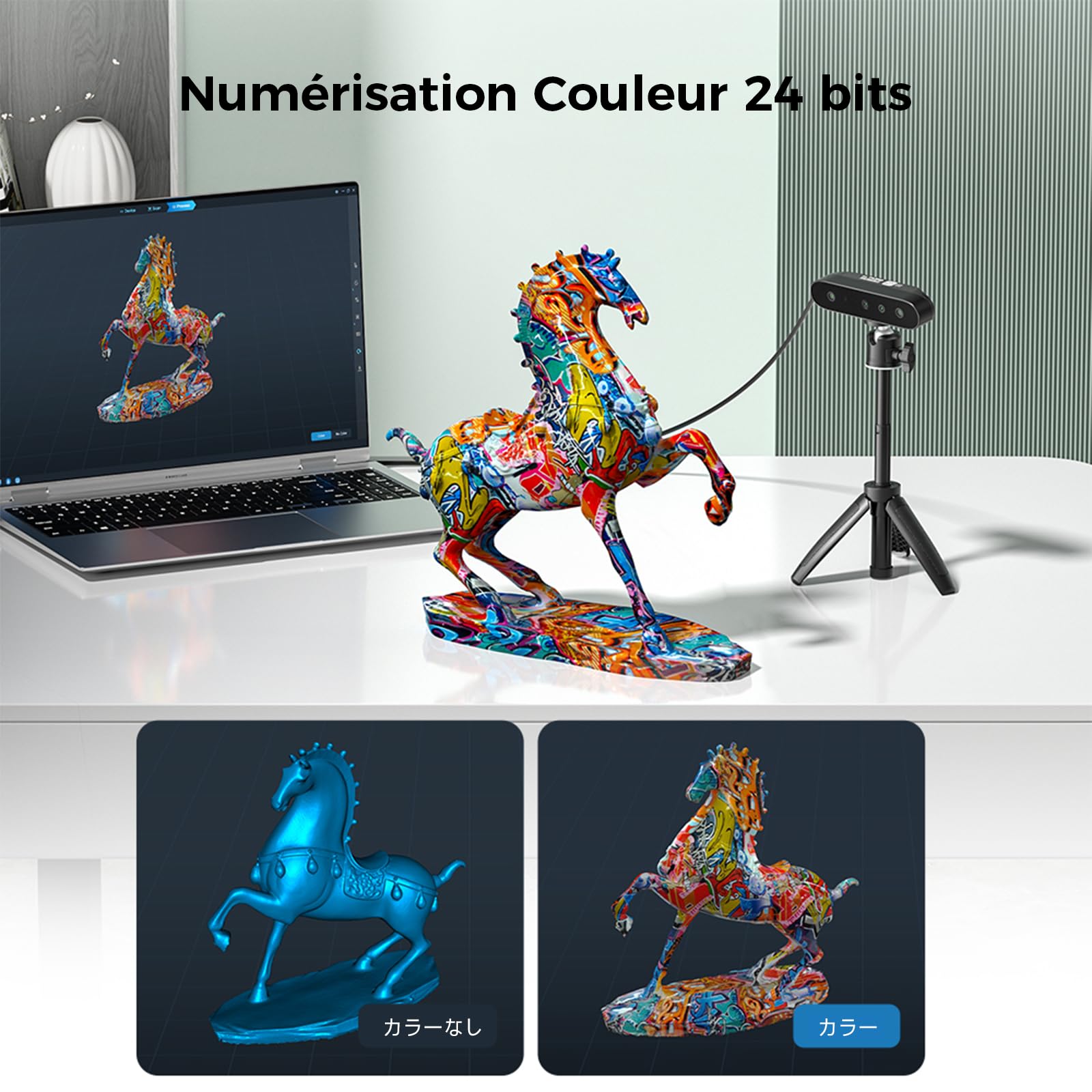 Creality Scanner 3D pour Imprimantes 3D, CR-Scan Ferret SE Machine de Numérisation Portable, 30FPS Vitesse Numérique & 0.1mm Précision, ASIC Chipset Pleine Couleur, Compatible pour PC Windows/Mac OS