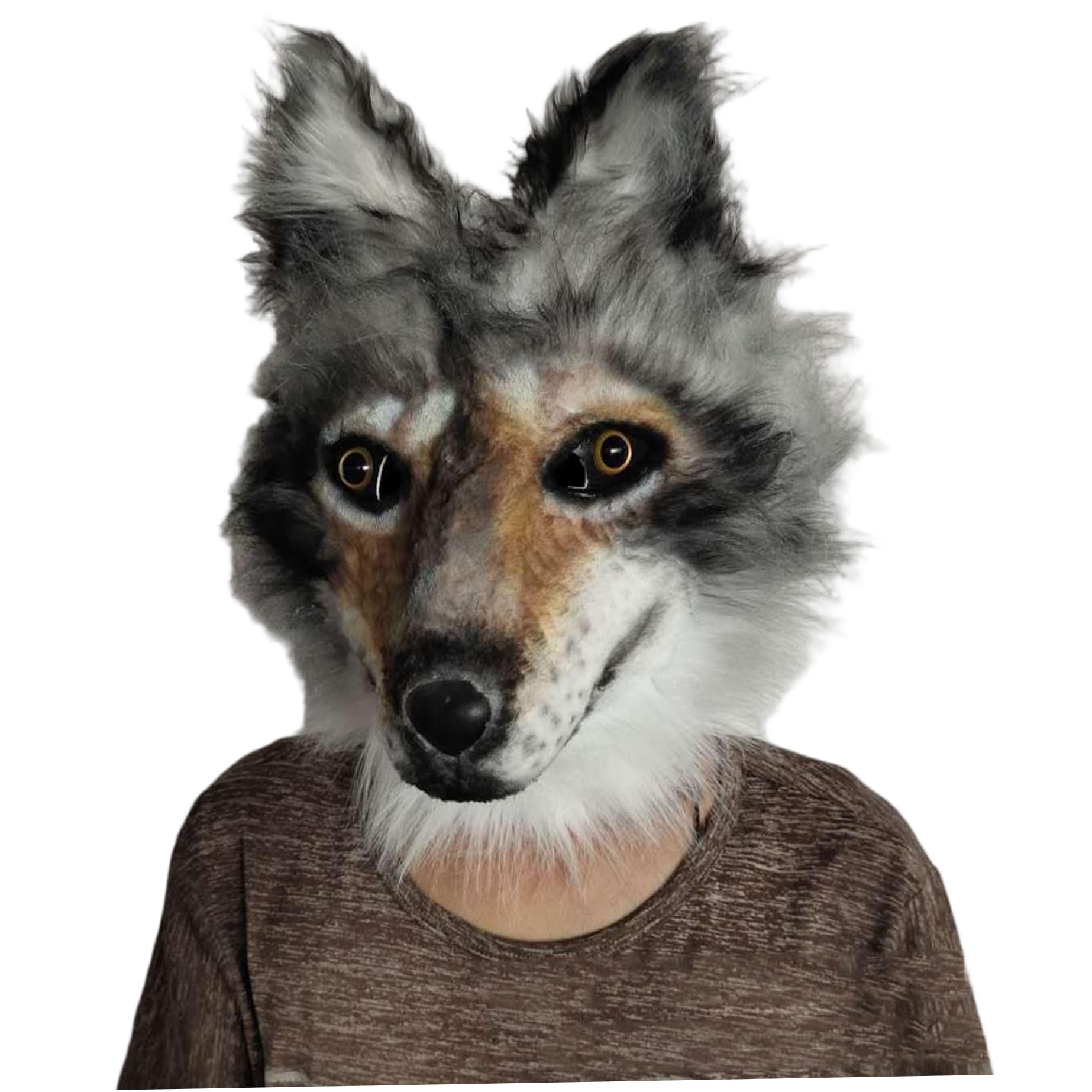 Masque de loup d'Halloween, masque réaliste en latex souple avec fourrure, accessoire de cosplay complet pour adulte, unisexe, pour Halloween, carnaval, fête, maison hantée, en fourrure, masqu