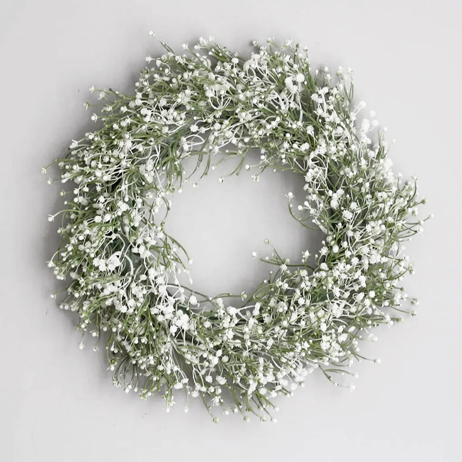 AMZLORD Gypsophila Kunstplanten Krans DIY Levendige Decoratieve Krans Niet-vervagende Witte Slinger Decoratie Nostalgie Cadeau voor Muur Deur Open Haard Tuin