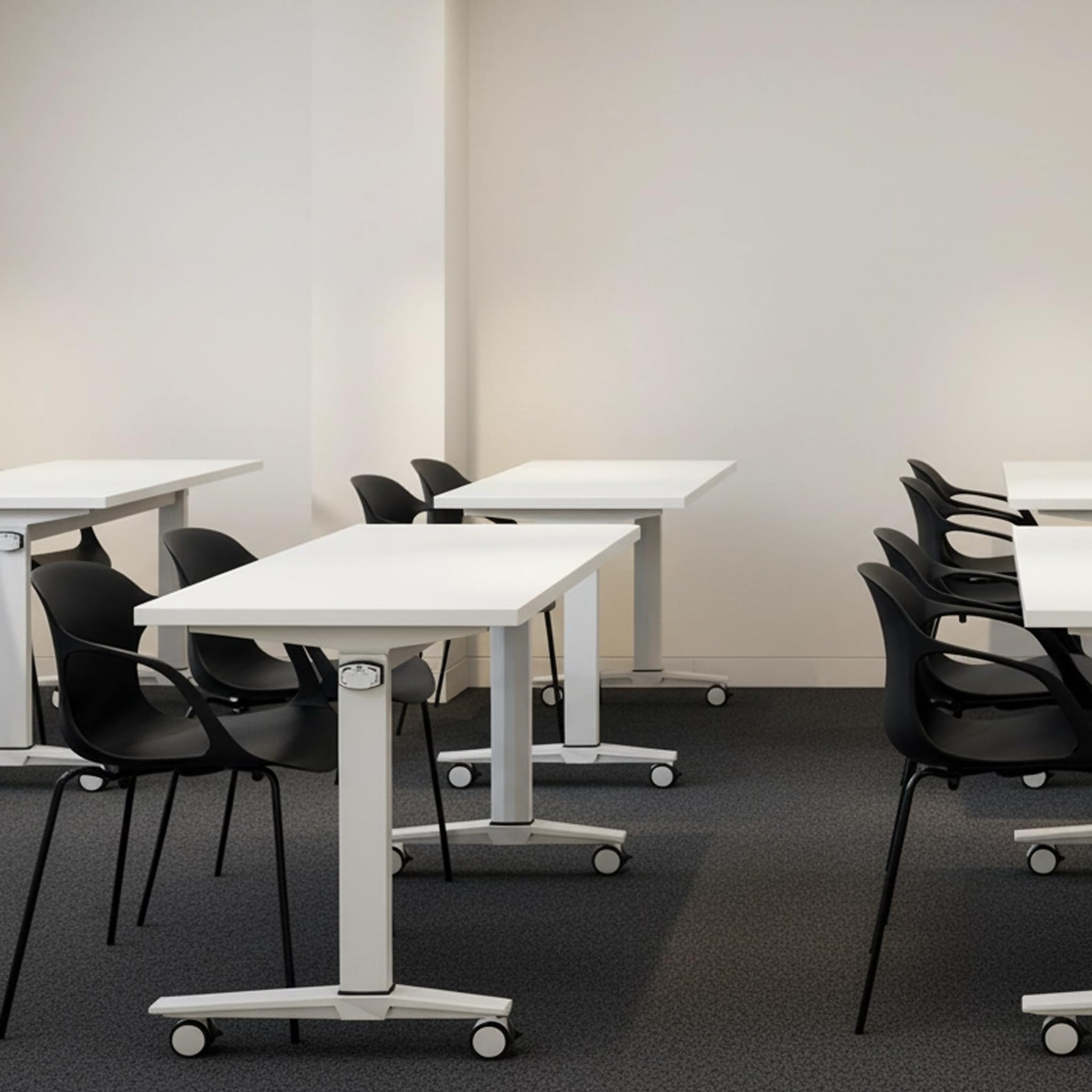 Spacio FlexiMove Mesa Plegable y Volteable de Oficina con Ruedas Escritorio abatible Profesional (Blanco, 140x60cm)