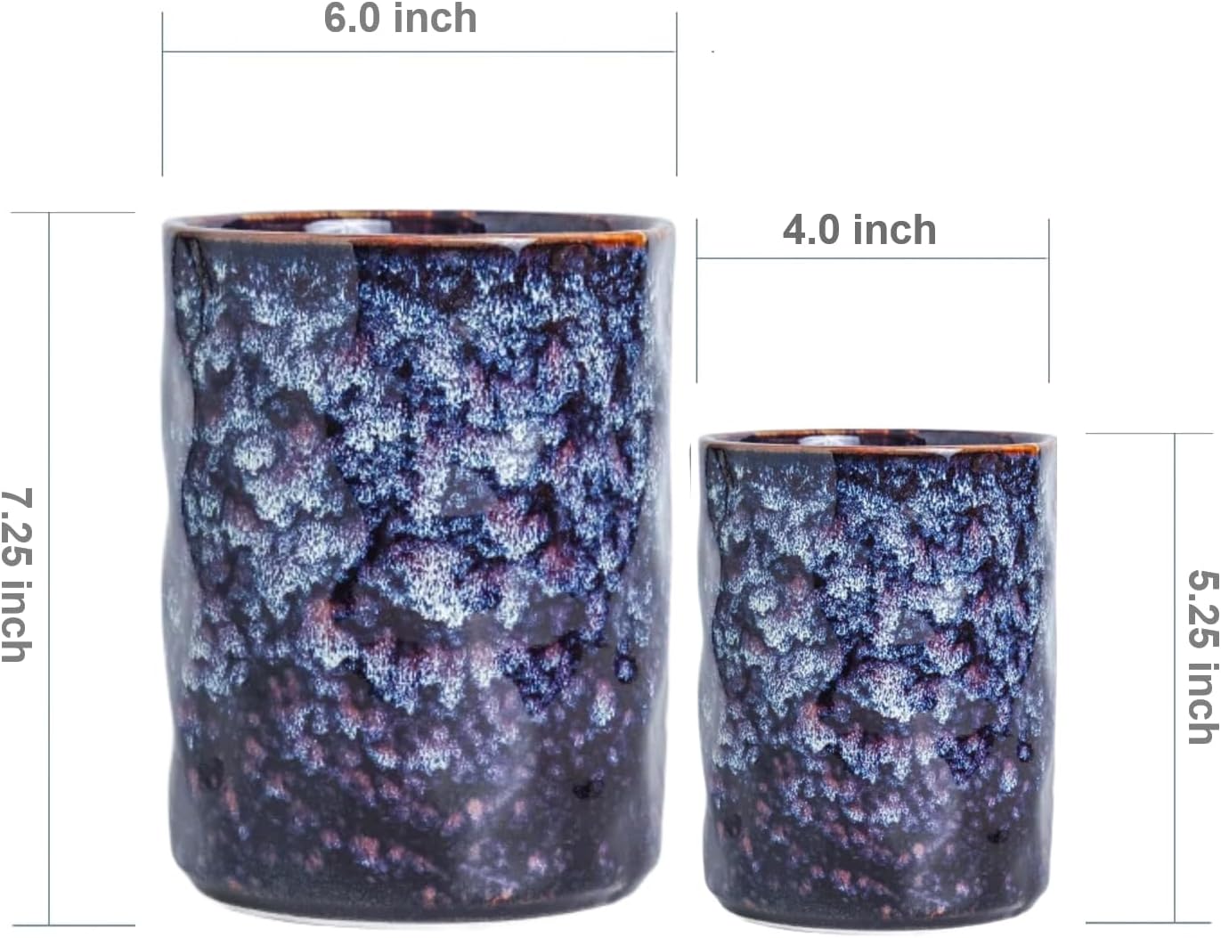 Utensil Holder, 7.25"+5.25" Ceramic Kitchen Utensil Holder for Countertop, Large Cooking Utensil Crocks Gift for Mother's Day, Home Kitchen Decor, Parties,Set of 2, Speckled Black Purple