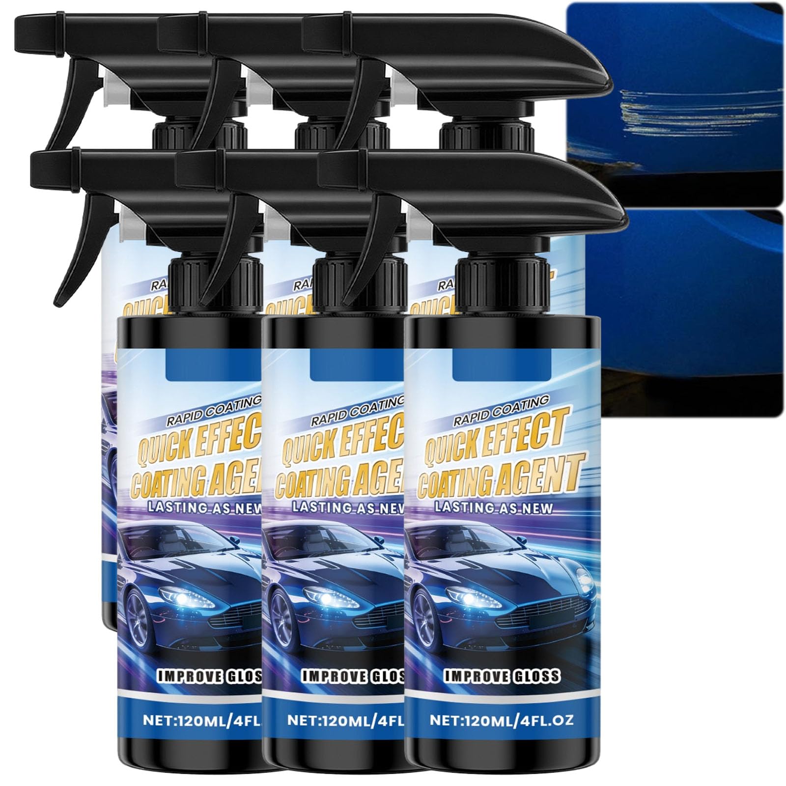 Zaawansowany spray ceramiczny szybko działający do powlekania samochodu, hydrofobowa powłoka 3 w 1 i mycie bez wody, odporny na zarysowania wosk polerski i ochrona lakieru, środek czyszczący do (6