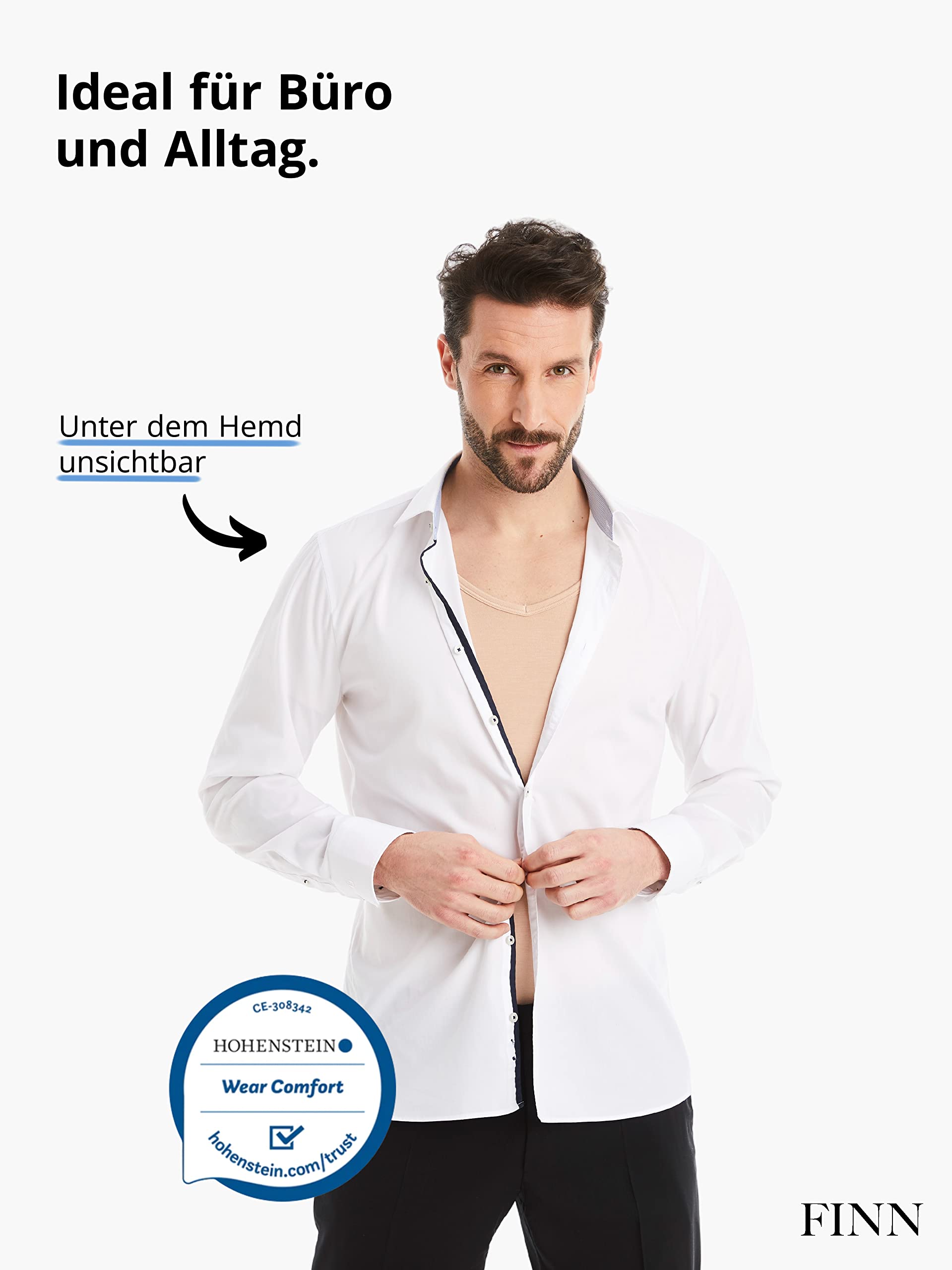 FINN Business Unterhemd Herren Ärmellos mit V-Ausschnitt - Unterziehshirt Männer aus original Lenzing® Modal Stoff - Das perfekte Tank-Top unter Hemd und Anzug