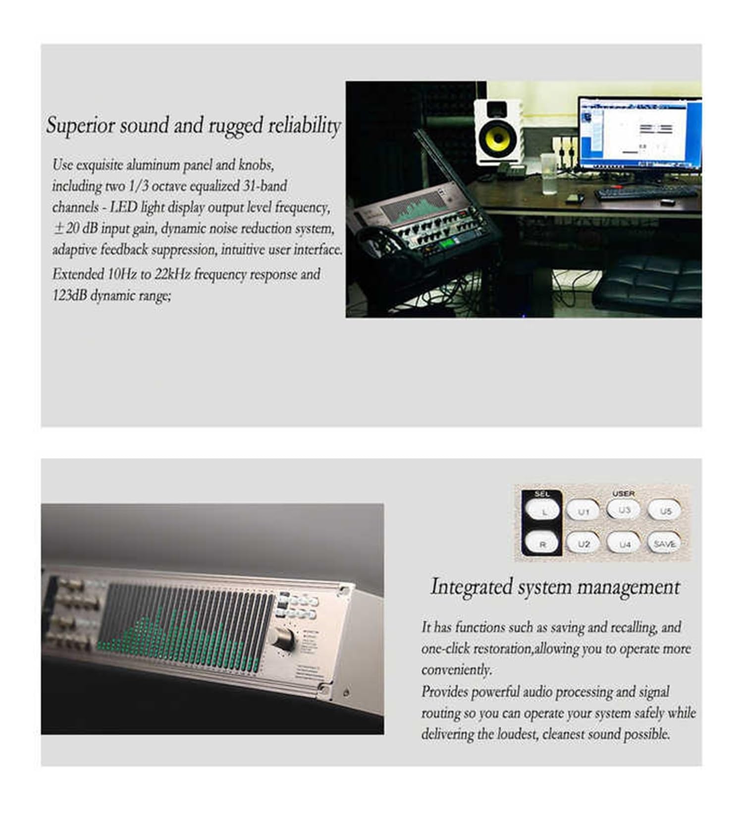 Doppio Processore Audio Crossover Con Equalizzatore Grafico Audio Digitale A 31 Canali 2U For Concerti Sul Palco