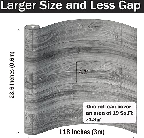 Miniatura 36 de Oxdigi Rollo de vinilo autoadhesivo para suelos de 24 x 393 pulgadas / 64 pies cuadrados, tablones de vinilo autoadhesivos para suelos de madera
