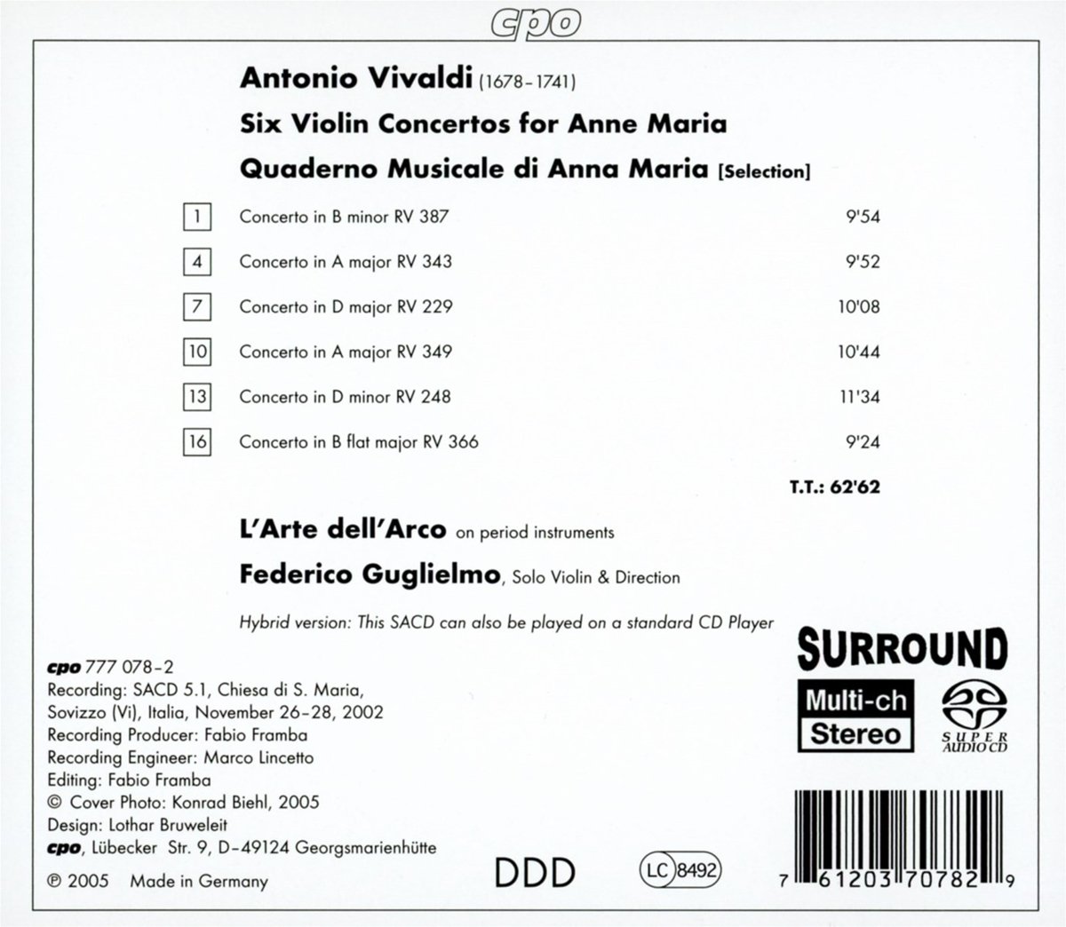 Vivaldi: Six Violin Concertos for Anna Maria