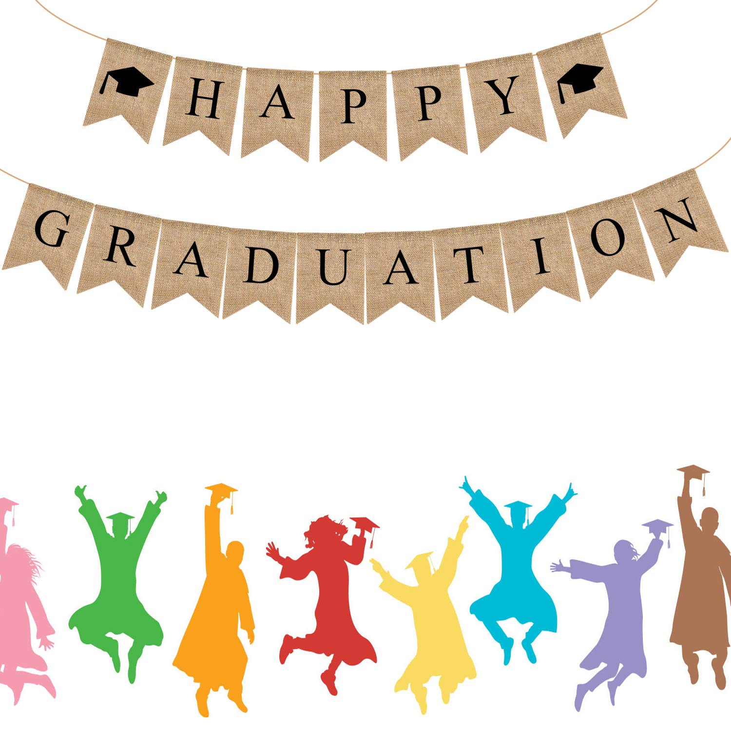Happy Graduation Burlap Banner 2021 Happy Grad Banner Graduation Party Supplies for Congratulations Graduate