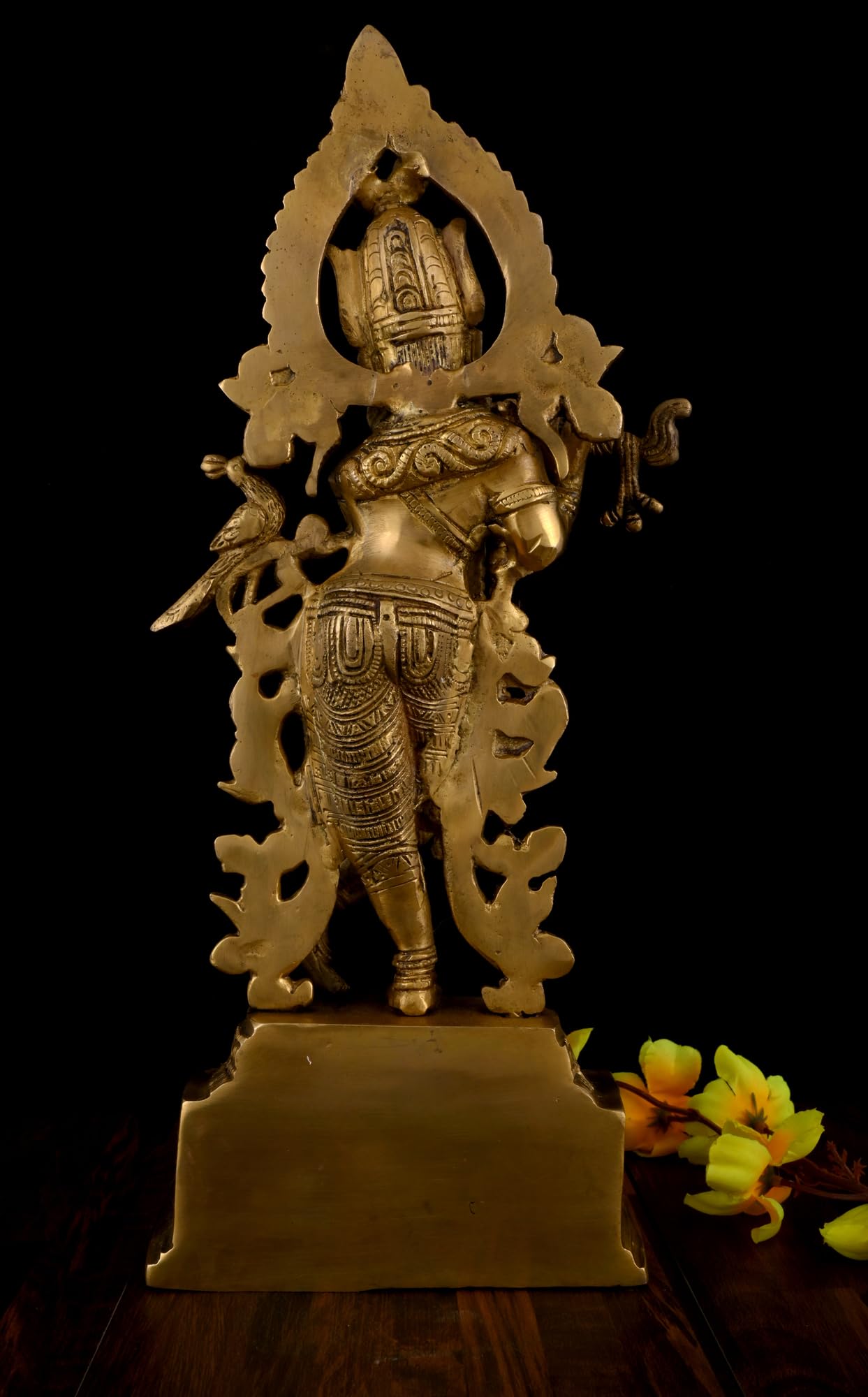 Vintage Lord Krishna Flute Idol - Brass Statue -4