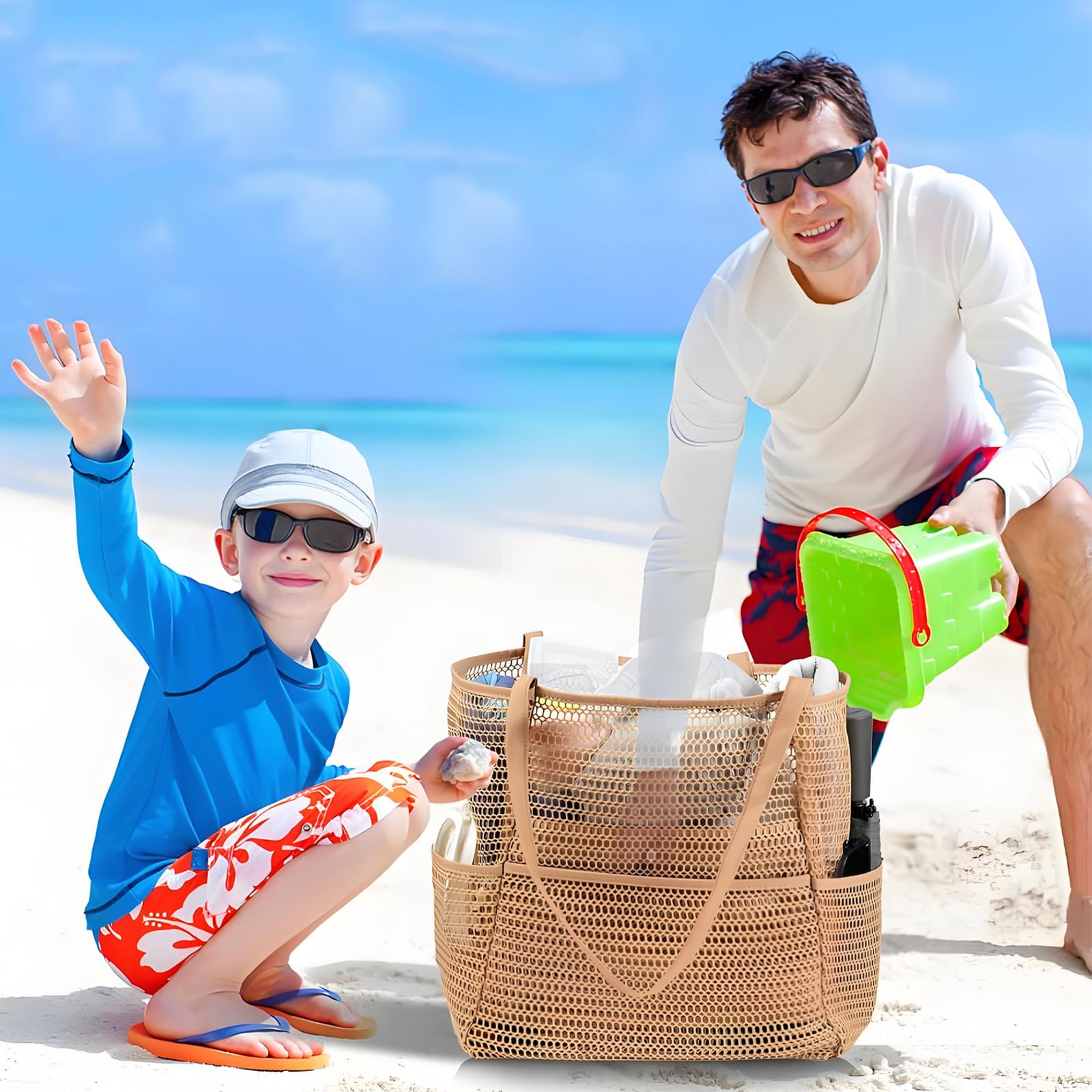 Torba plażowa XXL, rodzinna siatka, damska torba kąpielowa, na lato, składana peleryna, torba plażowa, na podróż, zakupy, na co dzień