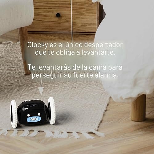 Miniatura 3 de CLOCKY Reloj Despertador Extra Fuerte para Personas que Duermen Profundamente con Ruedas que Rueda y Se Escapa Vibrando, Fácil de Configurar Súper