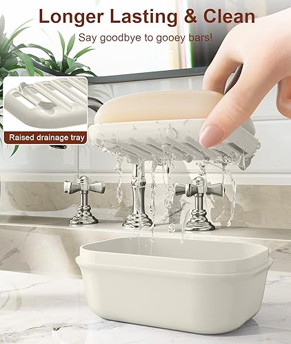 Miniatura 2 de Quatish Jabonera a prueba de fugas, 1 paquete, contenedor de jabón de viaje con tapa, artículos de tocador de tamaño de viaje, soporte portátil para