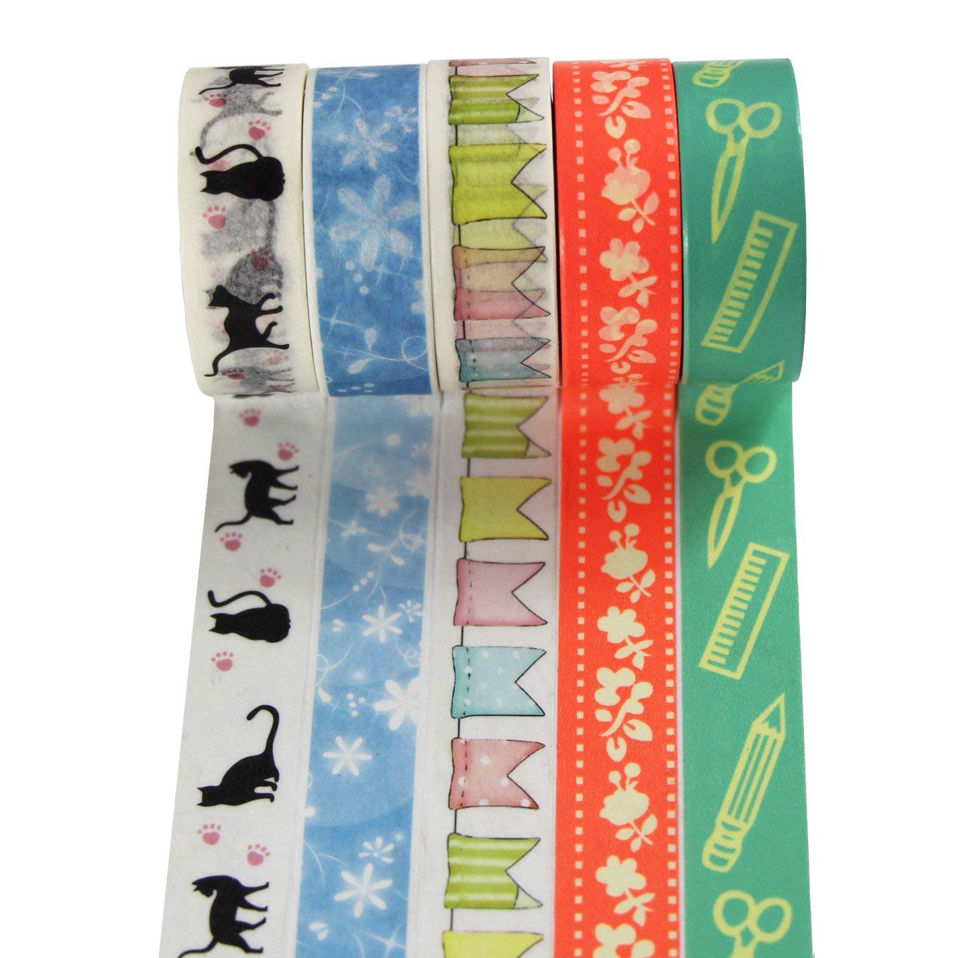 5 Rolls Washi Masking Tape Washi Tapes Decorative Crafts Scrapbooks (Design 9037)