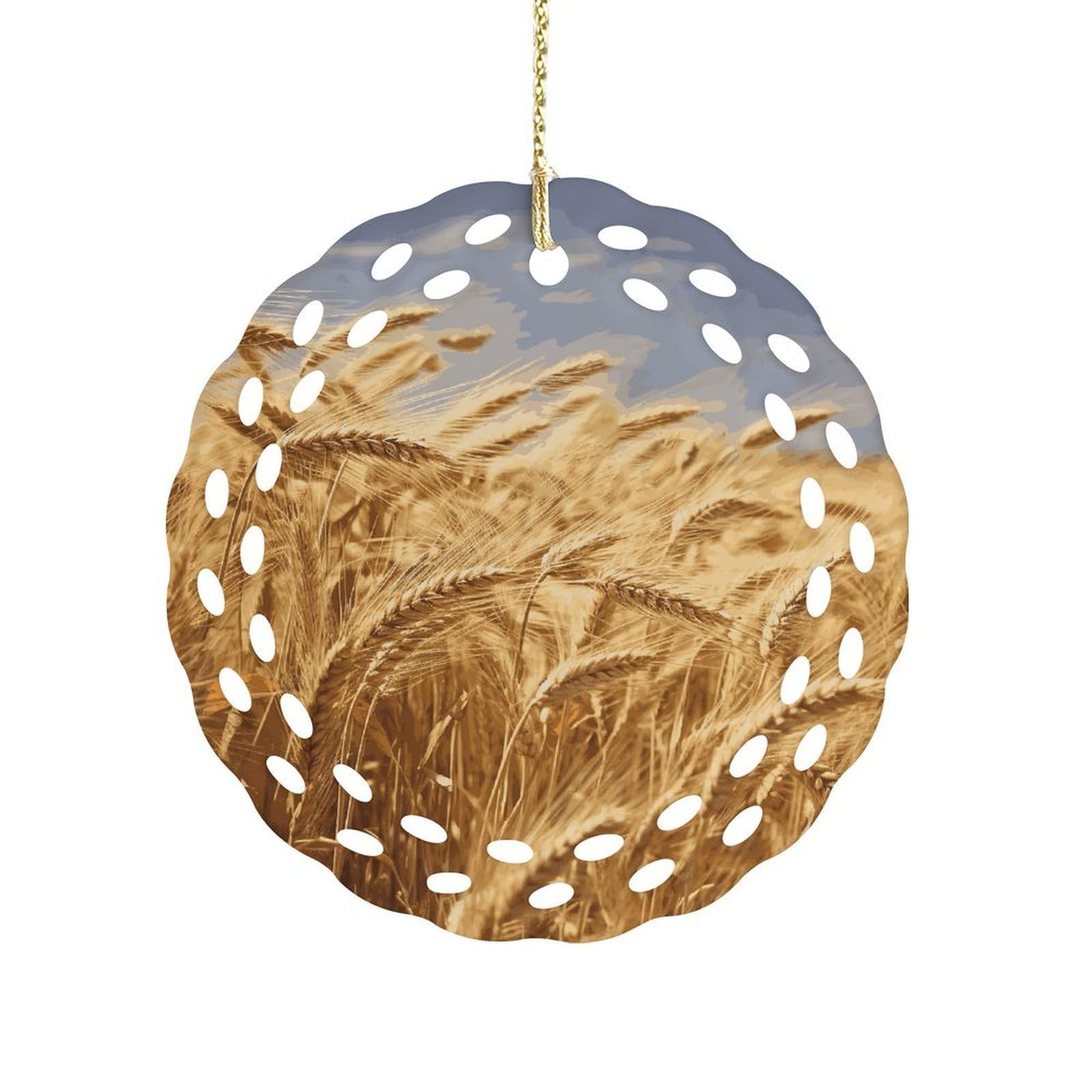 Wheat Harvest Christmas Ornament Holiday Hanging Decoration Xmas Tree Keepsake Personalized Xmas Tree Ornament Round Ceramic Ornaments for Keepsake Gifts Ideas Home Decor